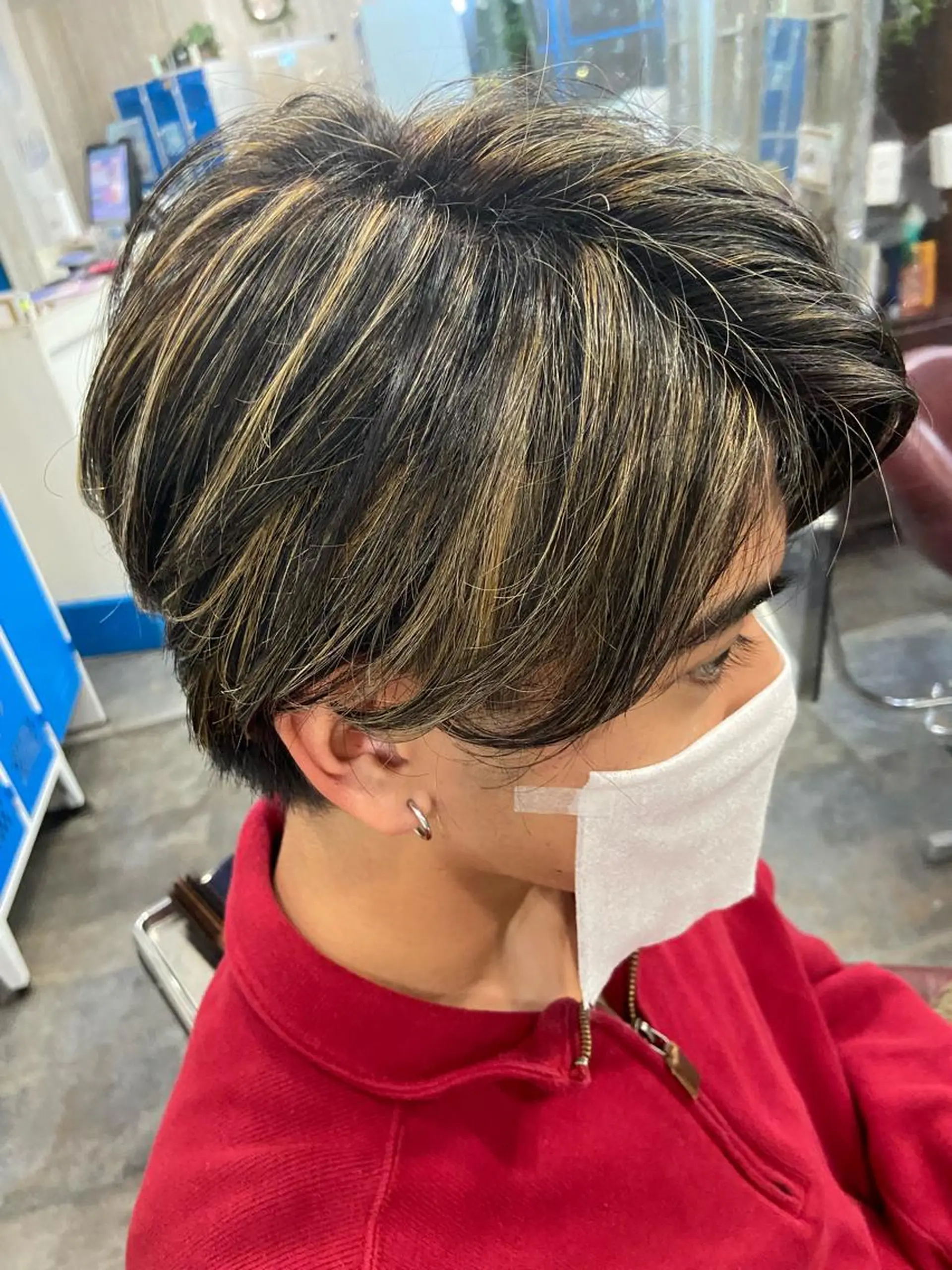 ショート カラー メンズ カットパーマ✂️ 小坂田玲亜のヘアスタイル