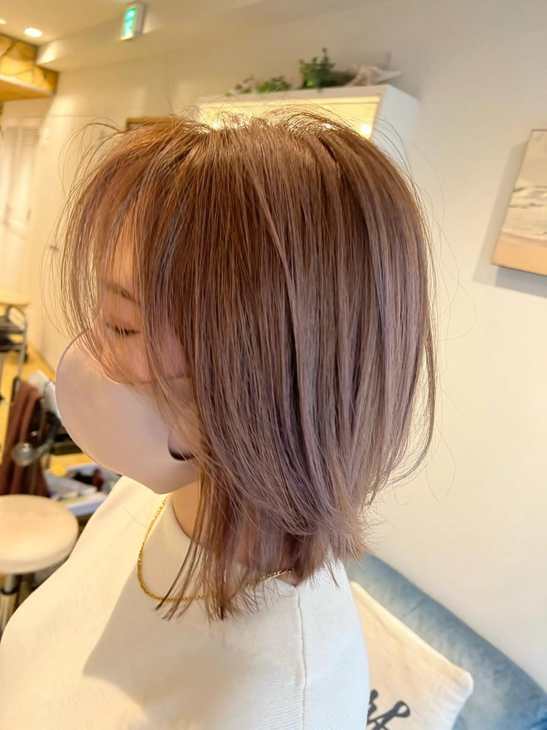 ミディアム ボブレイヤー ボブ ハイライト レイヤーカット カット ヘアカラー 渋谷ハイトーン/ デザインカラー阿部のヘアスタイル