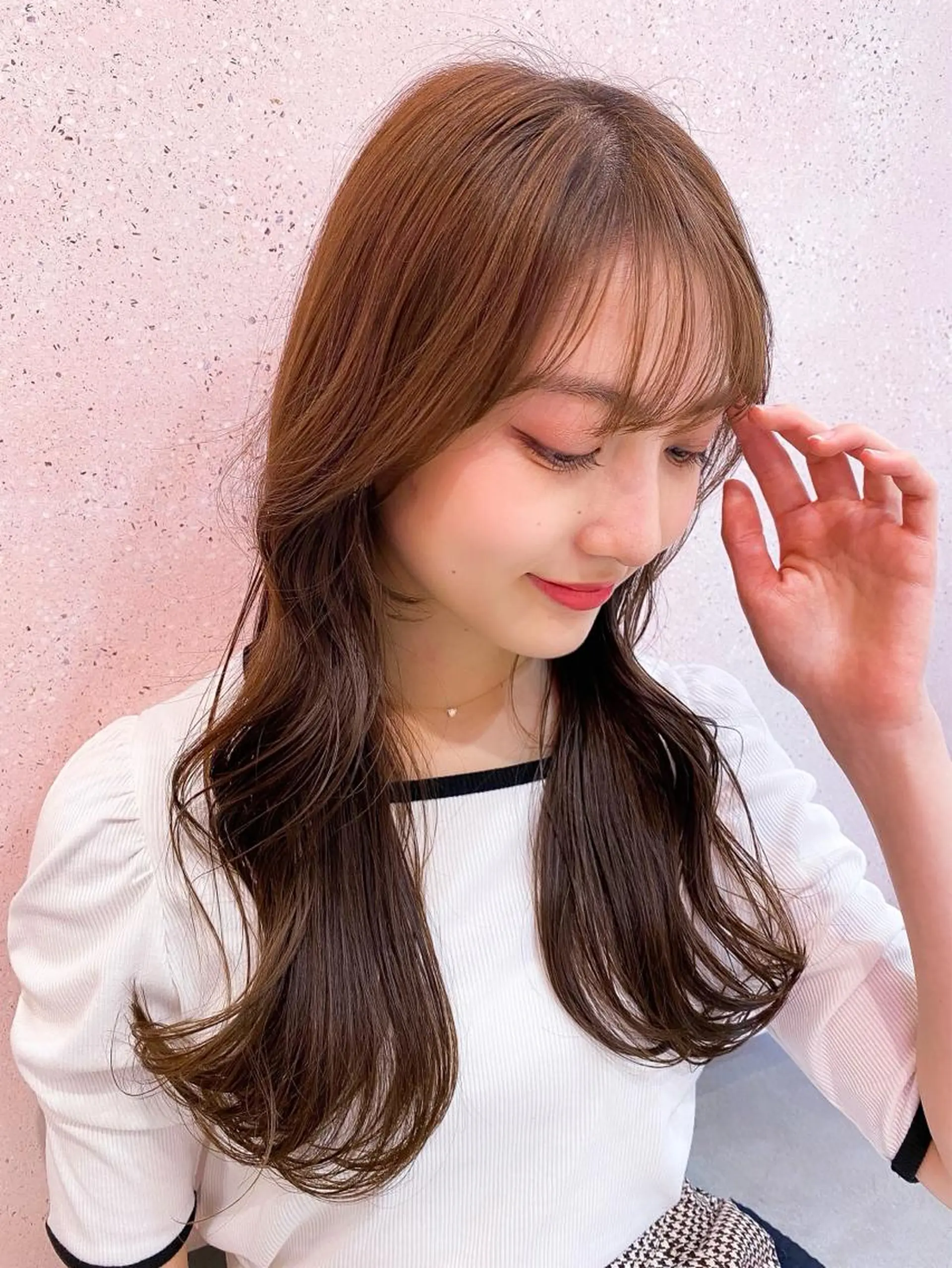 セミロング カラー シールエクステ セミロングパーマ バレイヤージュ ブリーチ ケアブリーチ トリートメント 新宿/韓国風レイヤー 髪質改善/渋谷直樹のヘアスタイル