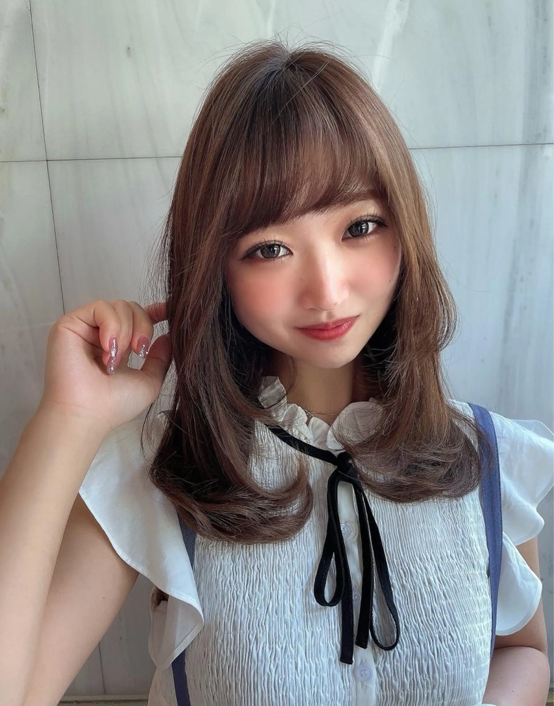 ロング カラー ベージュカラー 黒髪 ブリーチ ブルーカラー ブルーブラック ヘアカラー 木屋元一/透明感 /レイヤー/縮毛矯正のヘアスタイル