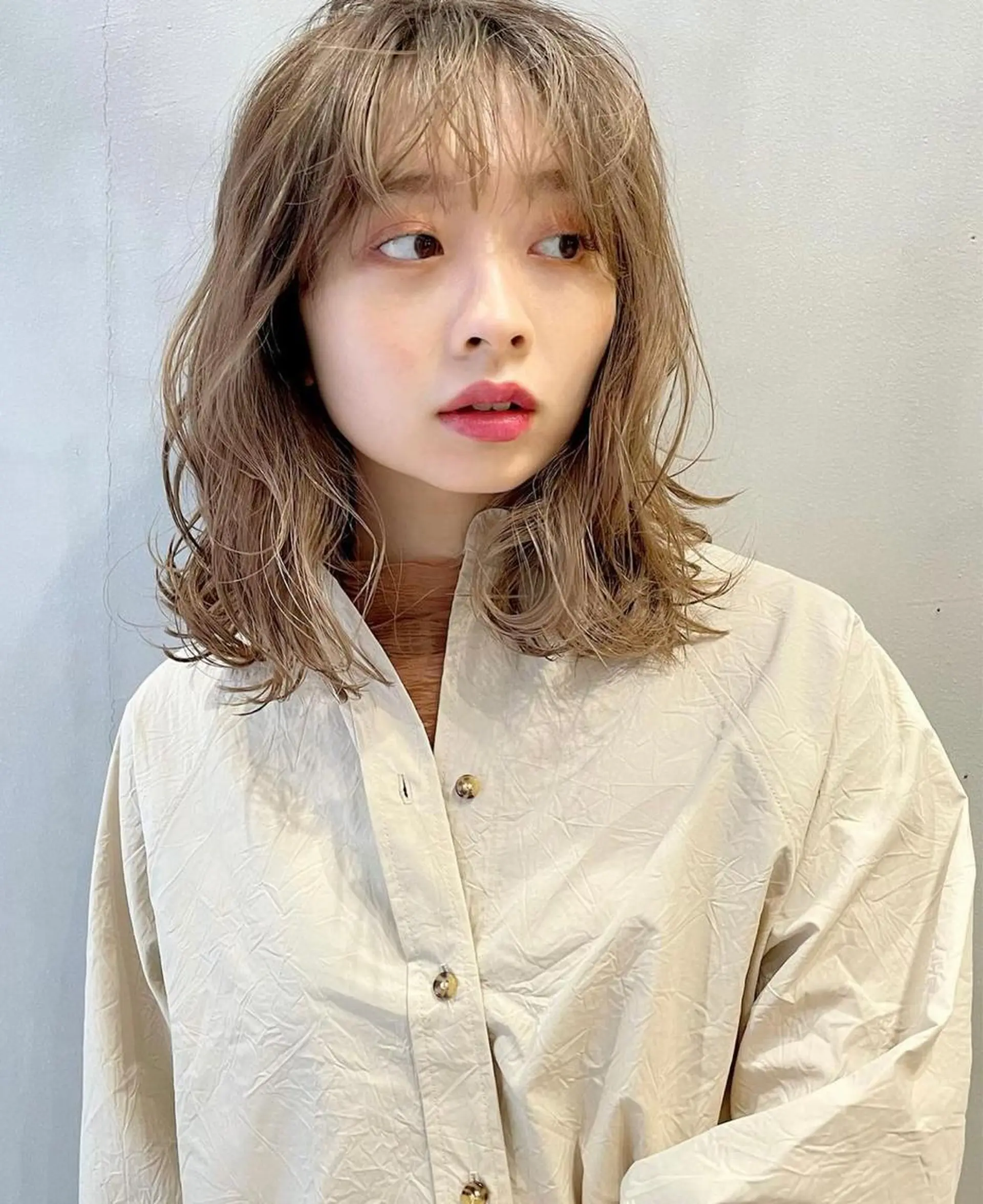 セミロング カラー パーマ 田川 弥空のヘアスタイル