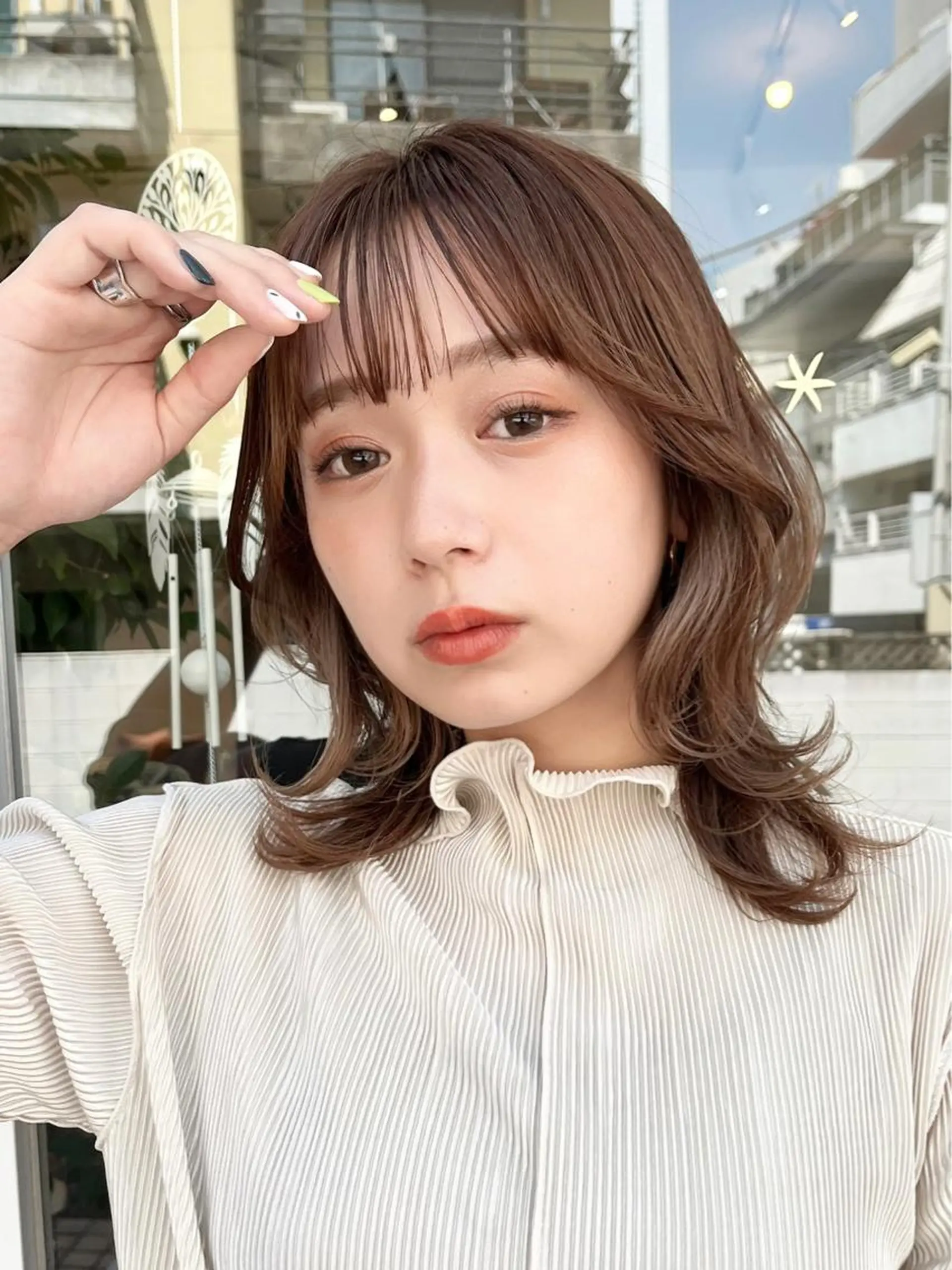 ミディアム カラー くびれヘア 韓国風ヘア ウルフカット カット ヘアカラー 髪質改善カラー☆ ヘアアレンジmiyuのヘアスタイル