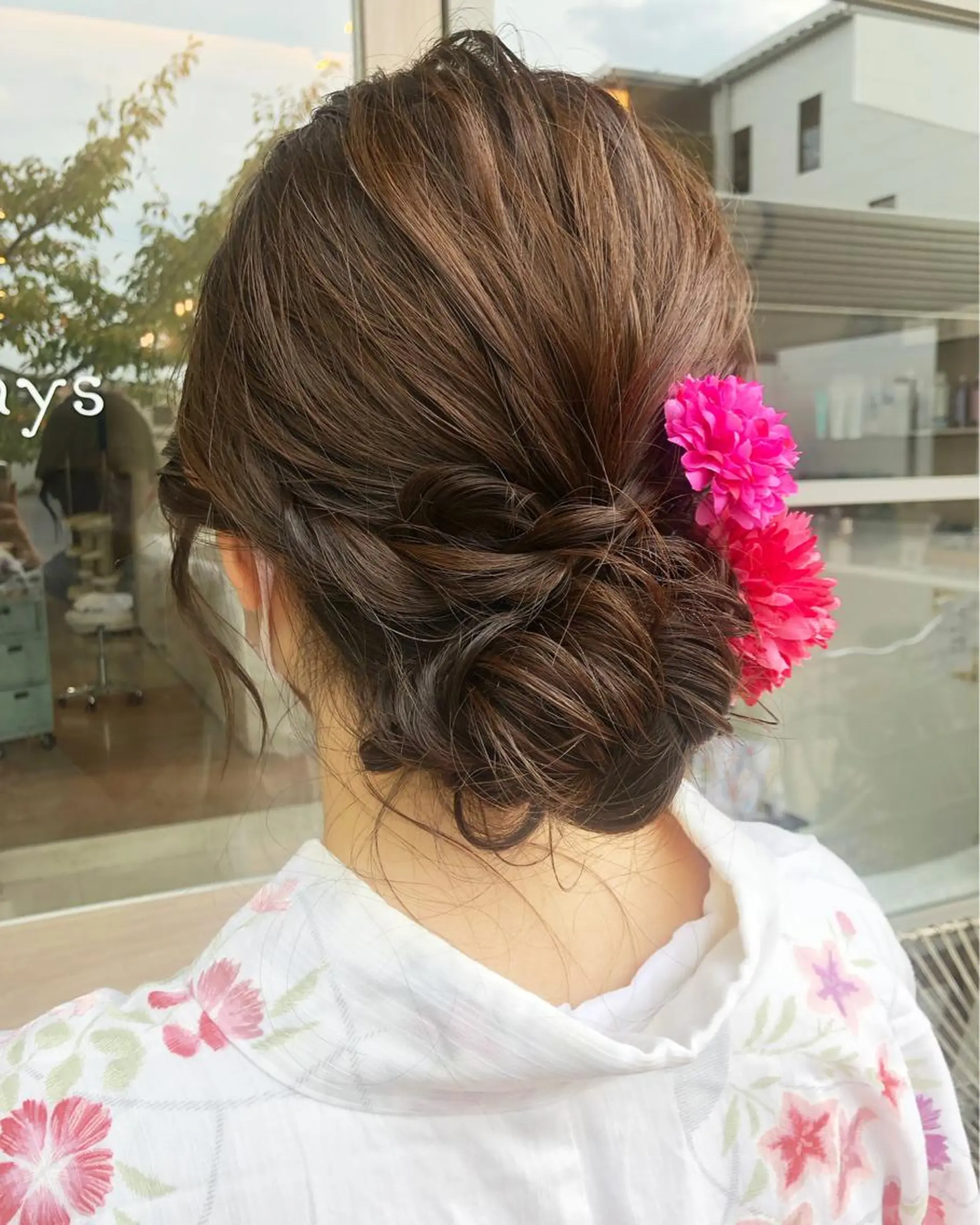 セミロング 浴衣 ツヤ髪質改善 💜れいな💜のヘアスタイル