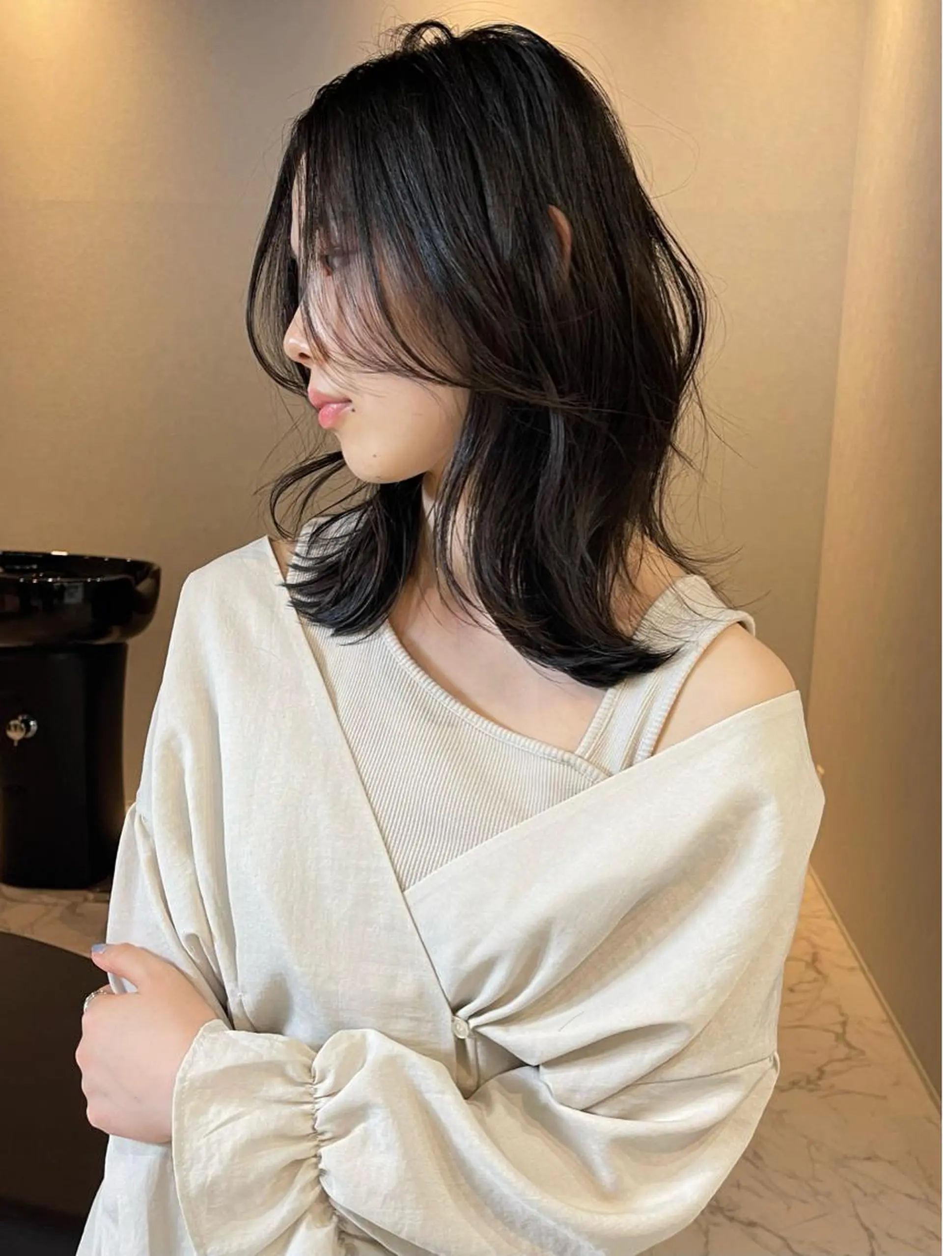 ミディアム ヘアアレンジ 外国人風カラー ハイライト レイヤーカット カット アンドウ ユウ/ レイヤーカット/韓国のヘアスタイル