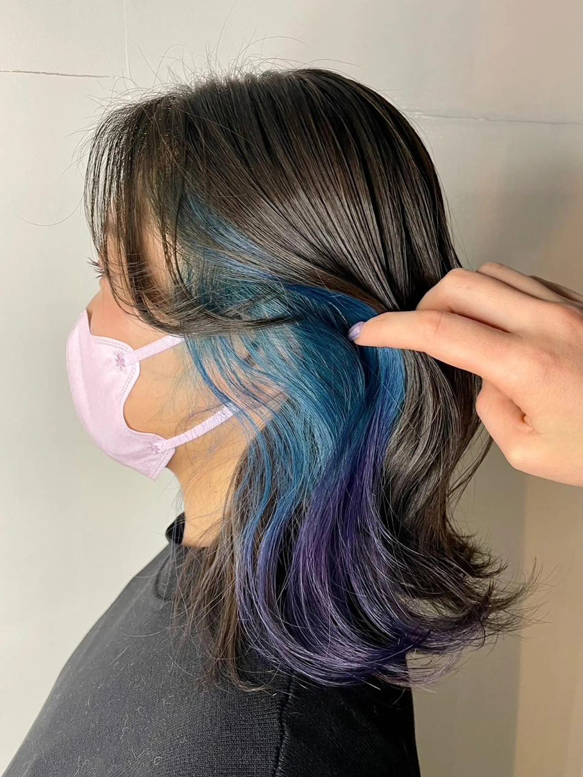 セミロング カラー パーマ ヘアアレンジ セミロングパーマ アディクシーカラー アッシュ バレイヤージュ ミストバング 初めでも安心🌟 newi町田✂のヘアスタイル