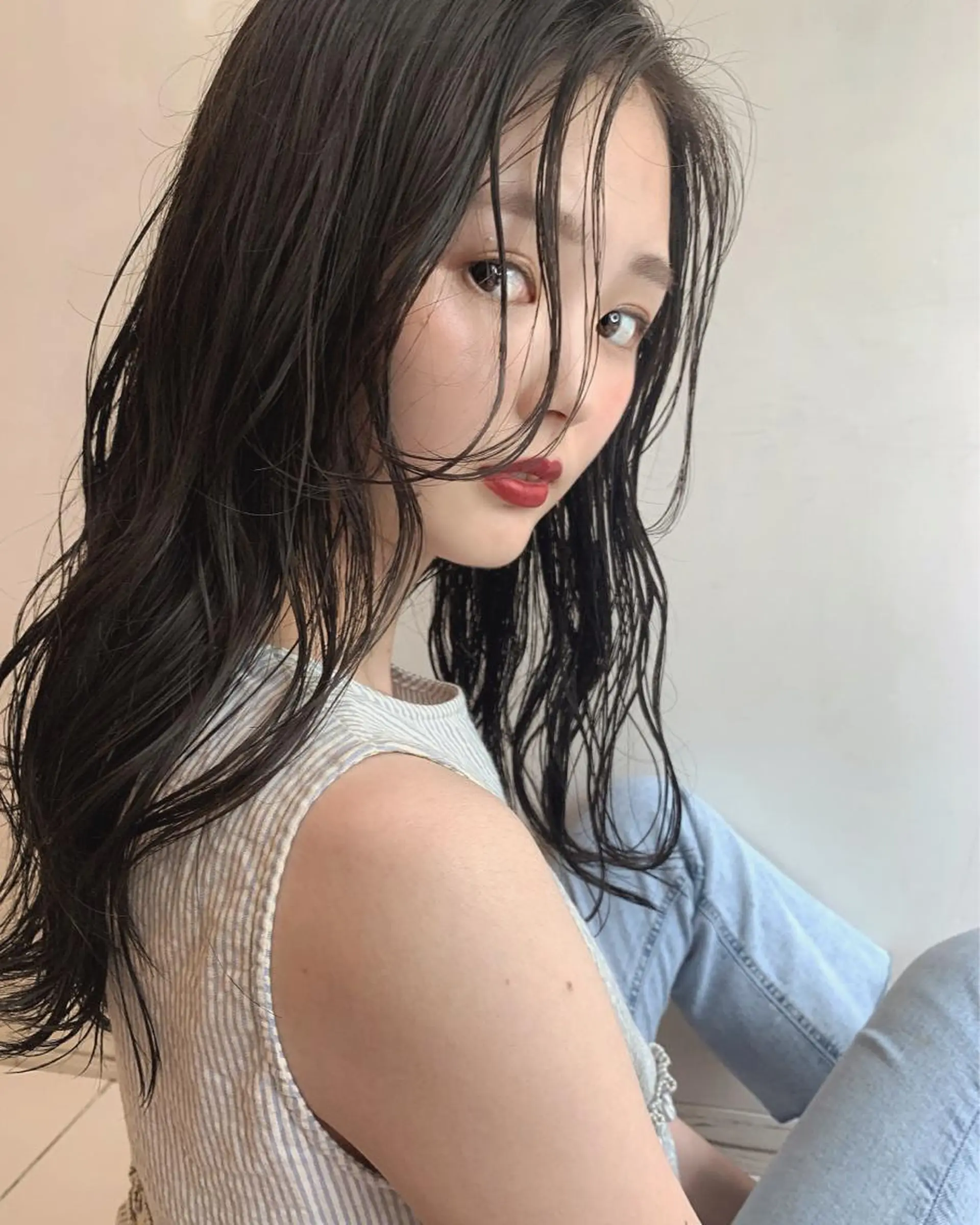 カット ヘアカラー トリートメント moeka レイヤー /艶カラー/韓国のヘアスタイル