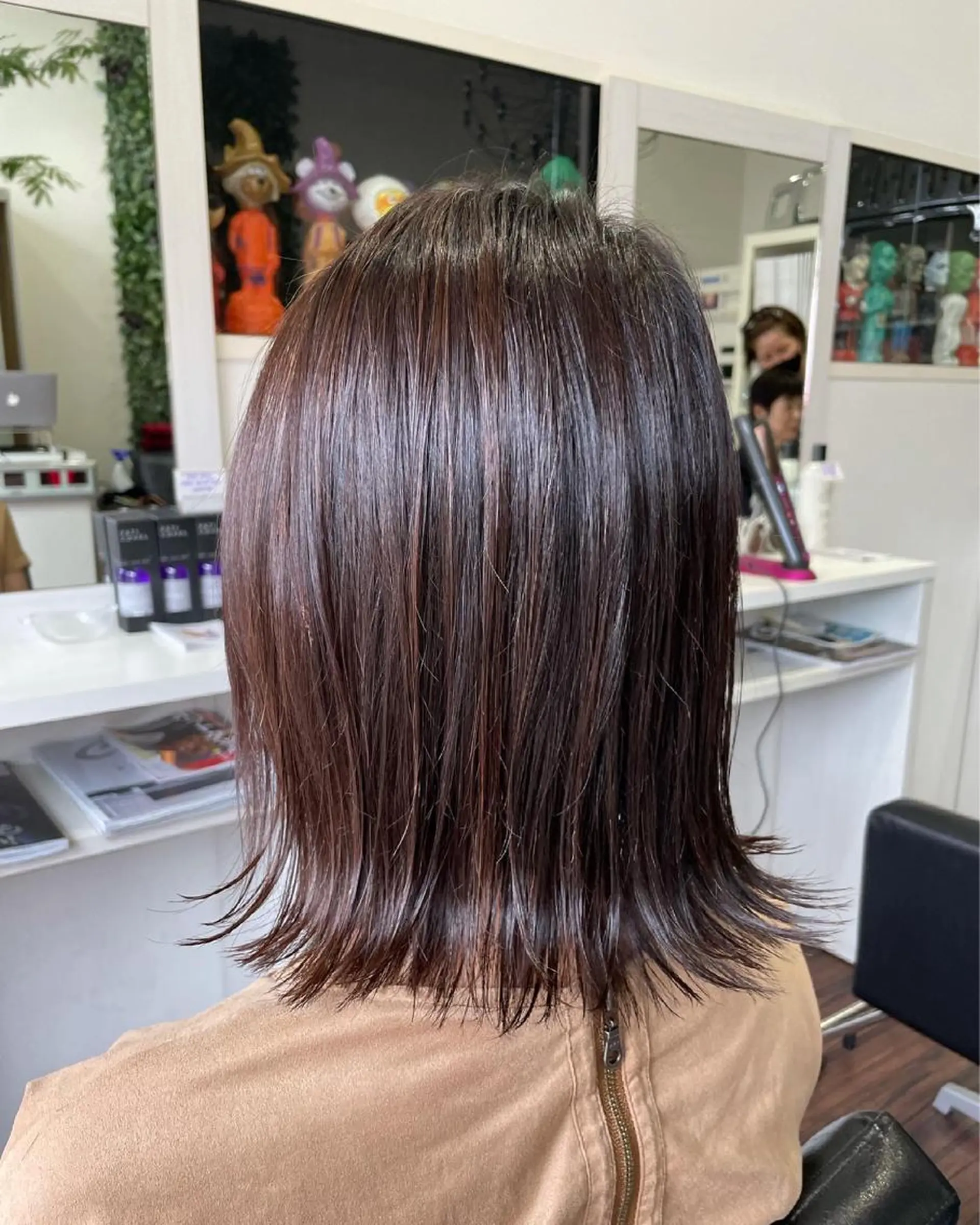 セミロング カラー セミロングパーマ ブリーチ ケアブリーチ グレージュ ハイライトカラー SHINYA シンヤヘアーズのヘアスタイル