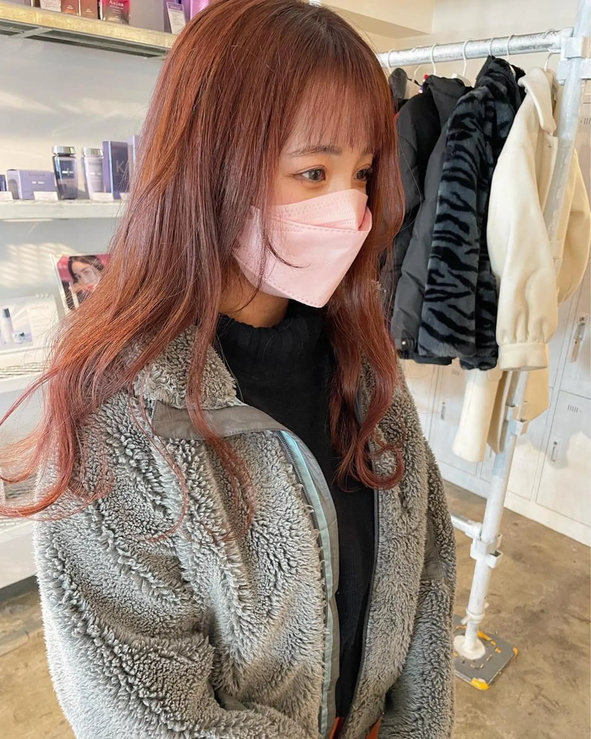 ロング カラー オレンジ ピンクカラー ヘアカラー ハイトーン/レイヤー /ケアブリーチ石川治のヘアスタイル