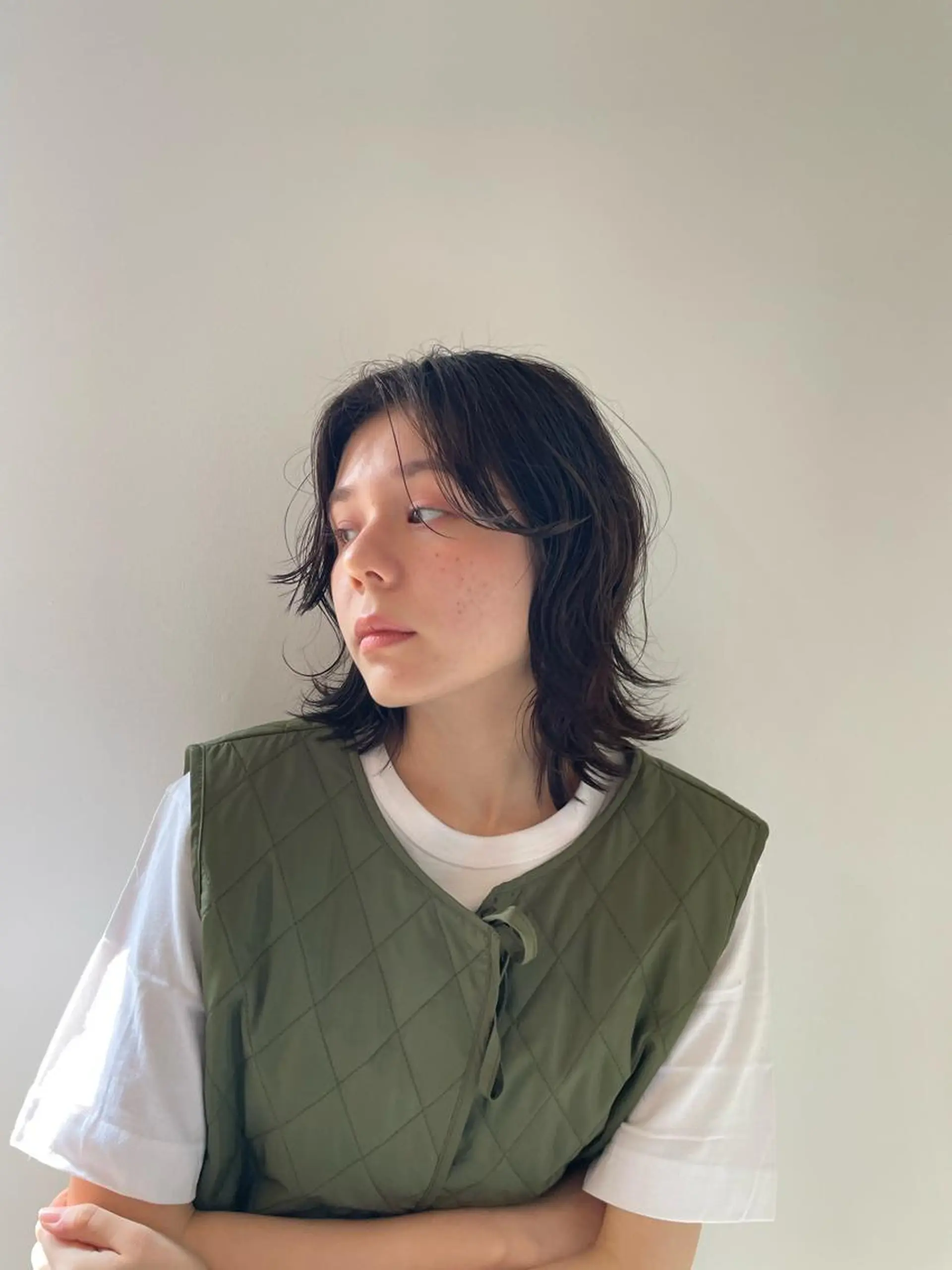 ミディアム カラー パーマ ショートボブ ミディアムパーマ アディクシーカラー ブリーチ ブロンド カット ヘアカラー トリートメント CEINE【セーヌ】 三軒茶屋のヘアスタイル