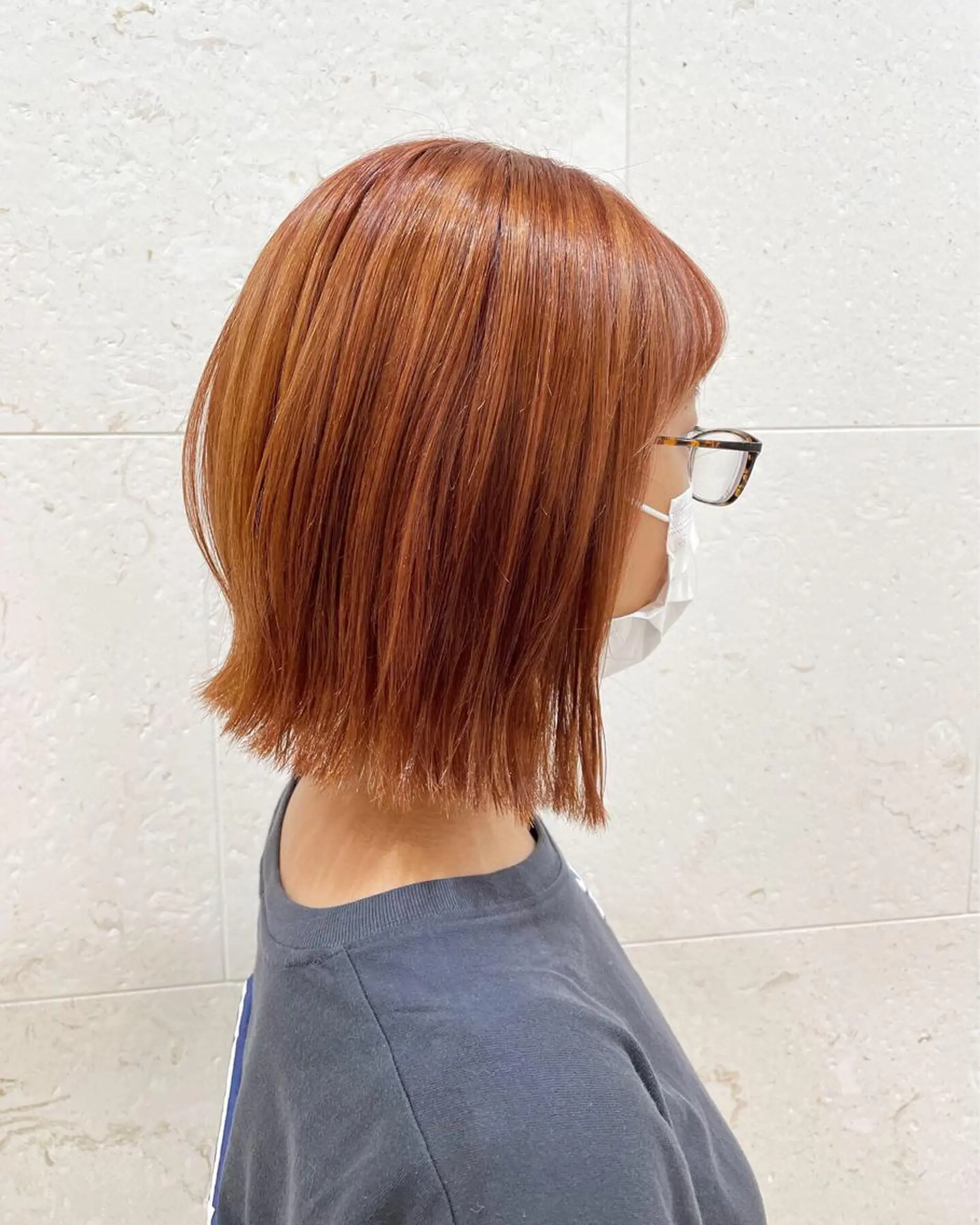 ミディアム カラー オレンジ カット ヘアカラー トリートメント 斉藤 貴也のヘアスタイル