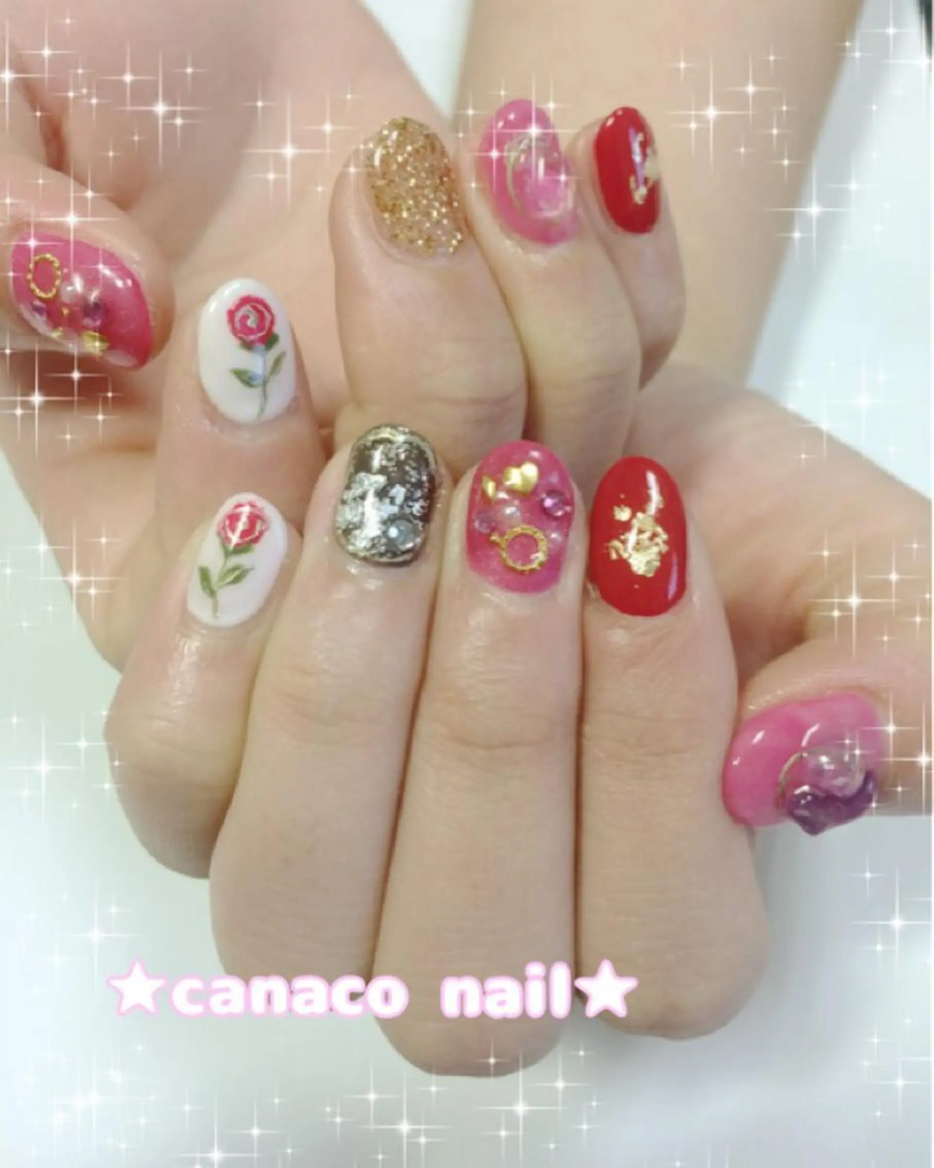 ネイル アートネイル ジェルネイル パラジェル ストーンネイル Felice所属・ベテランネイル cnc  nailのネイルデザイン