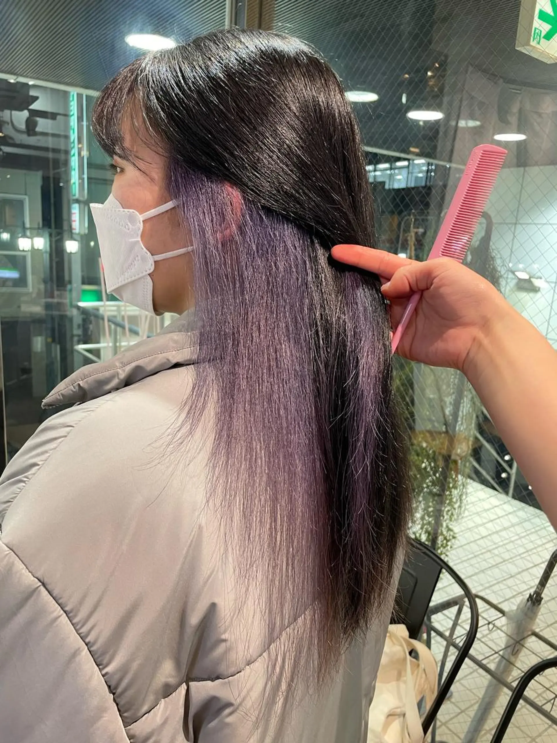 セミロング カラー ブロンド パープルカラー シルバー aya/小顔レイヤー /柔らかカラーのヘアスタイル