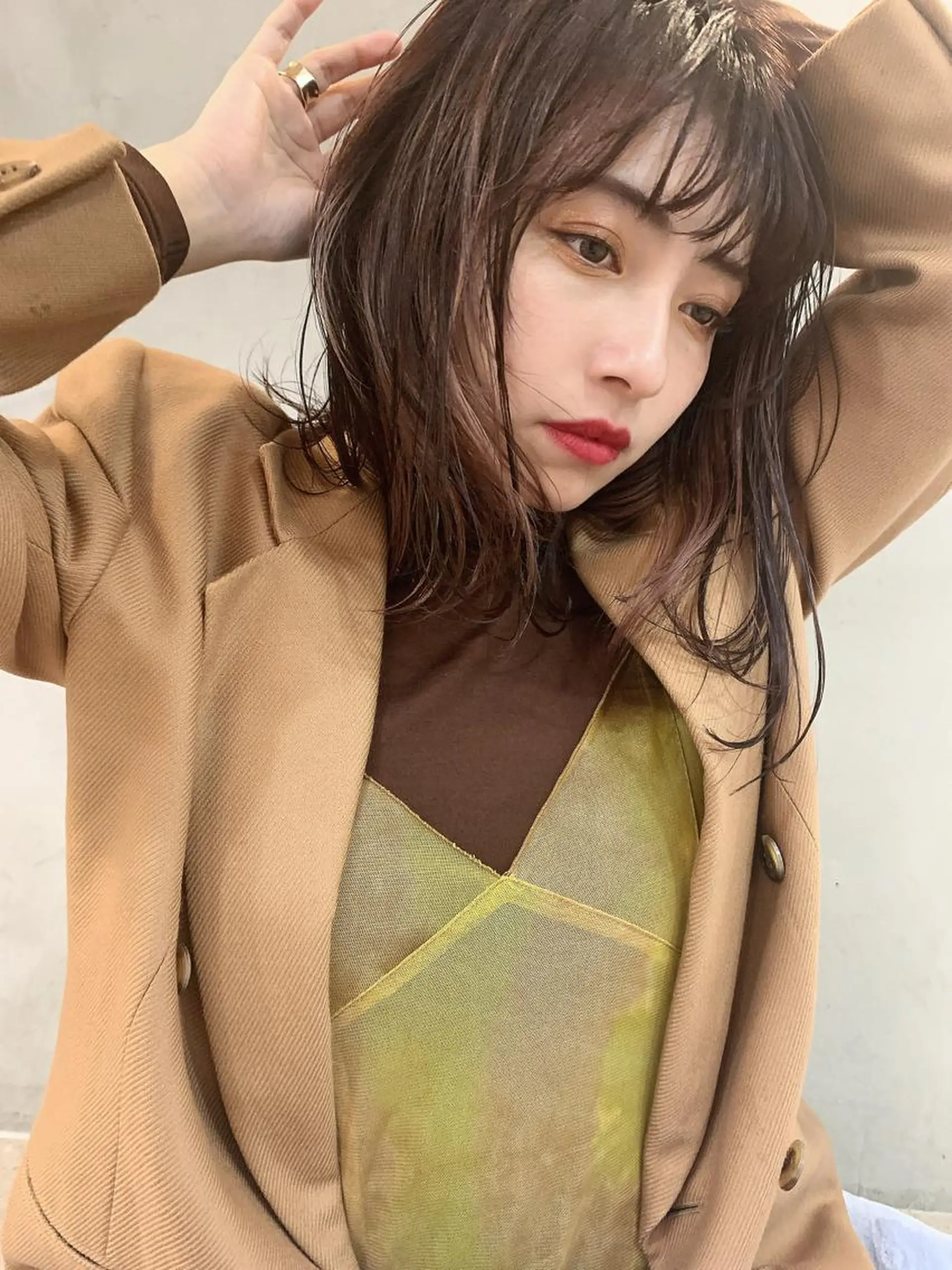 セミロング カラー 小顔レイヤー×コンパ クトボブ/林隆平のヘアスタイル