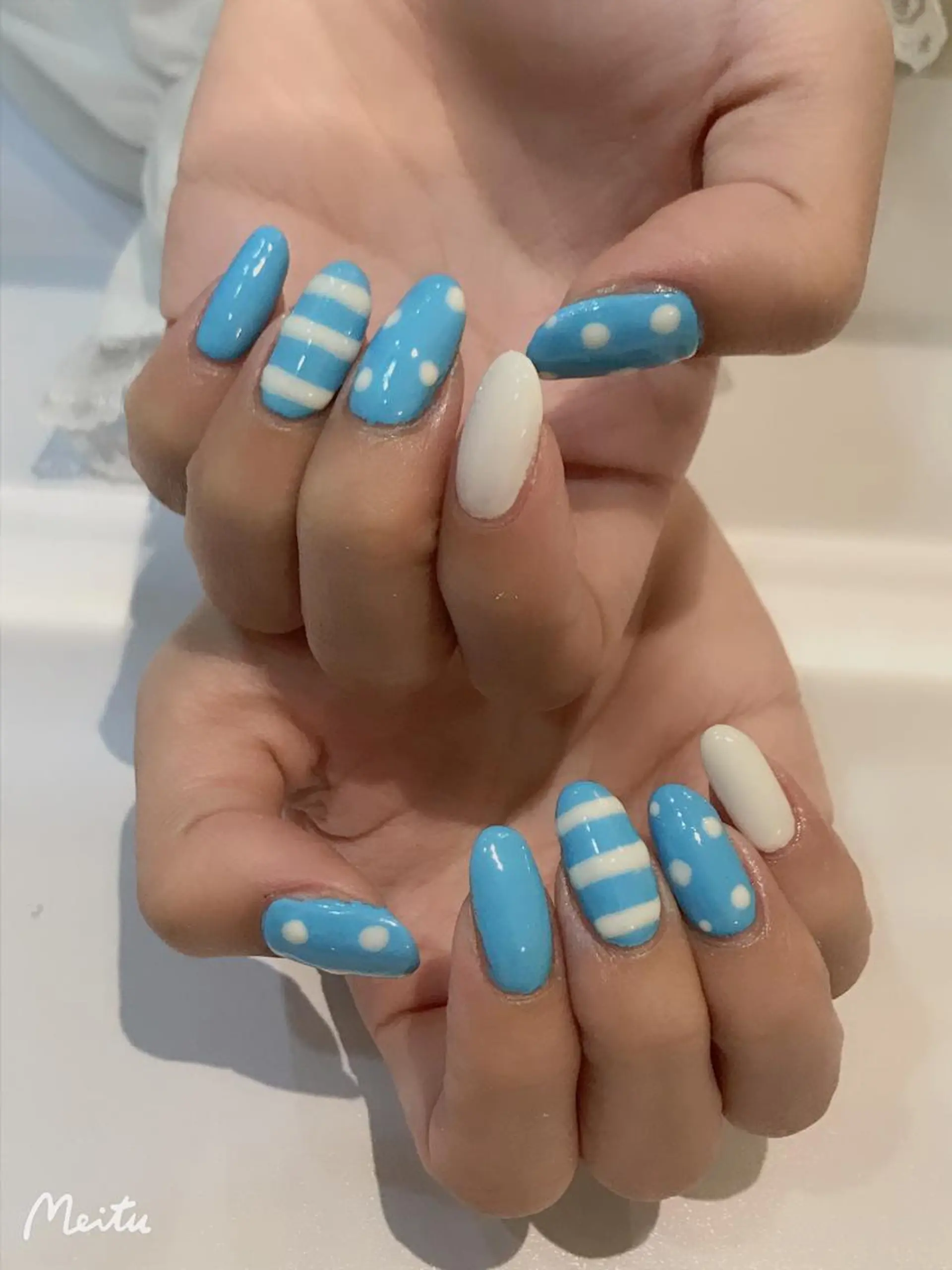 ネイル アートネイル ボーダー ドット 持ち込み スカルプネイル SINCERELY シンシアリー🌈のネイルデザイン