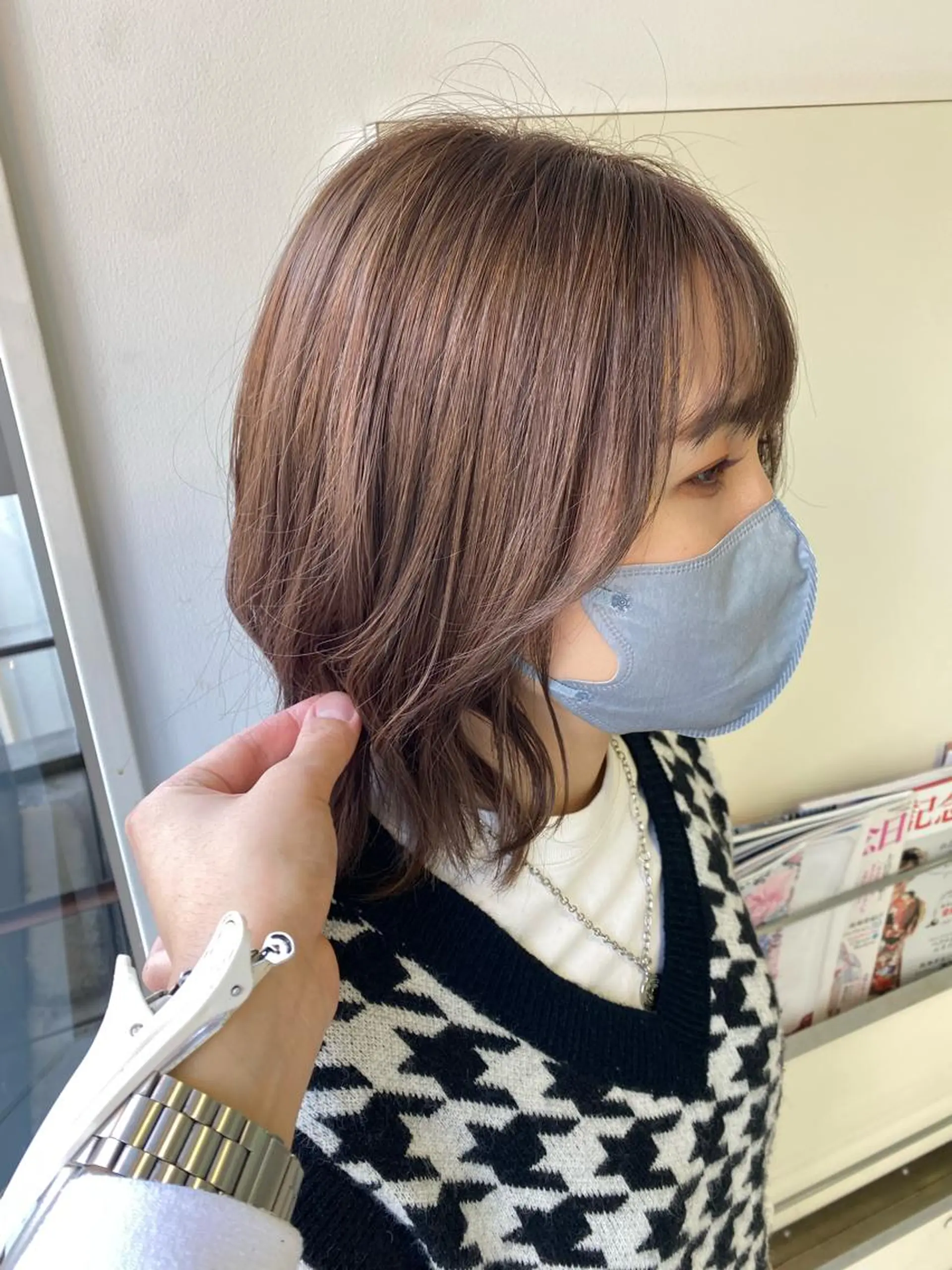 ミディアム カラー アディクシーカラー ショコラグレージュ グレージュ 髪質改善、パーマ◎ TSUBASAのヘアスタイル