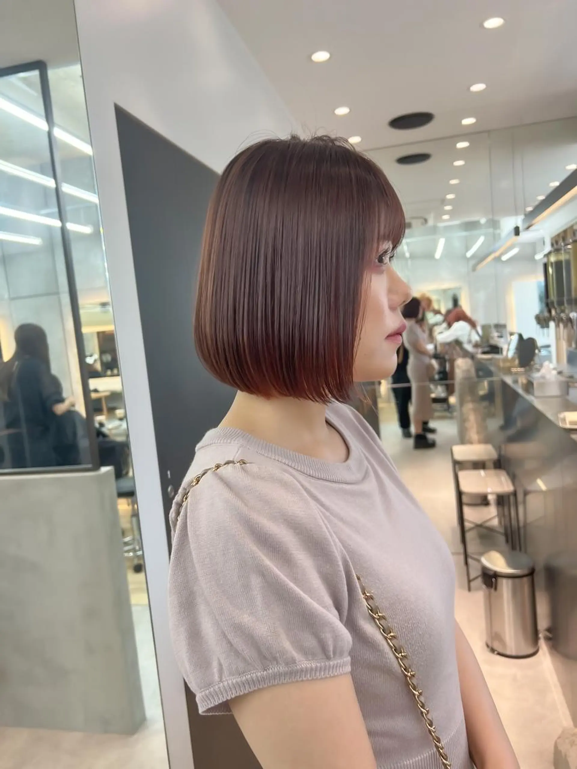 ミディアム カット ヘアカラー トリートメント ボブ/縮毛矯正 髪質改善/もえるのヘアスタイル