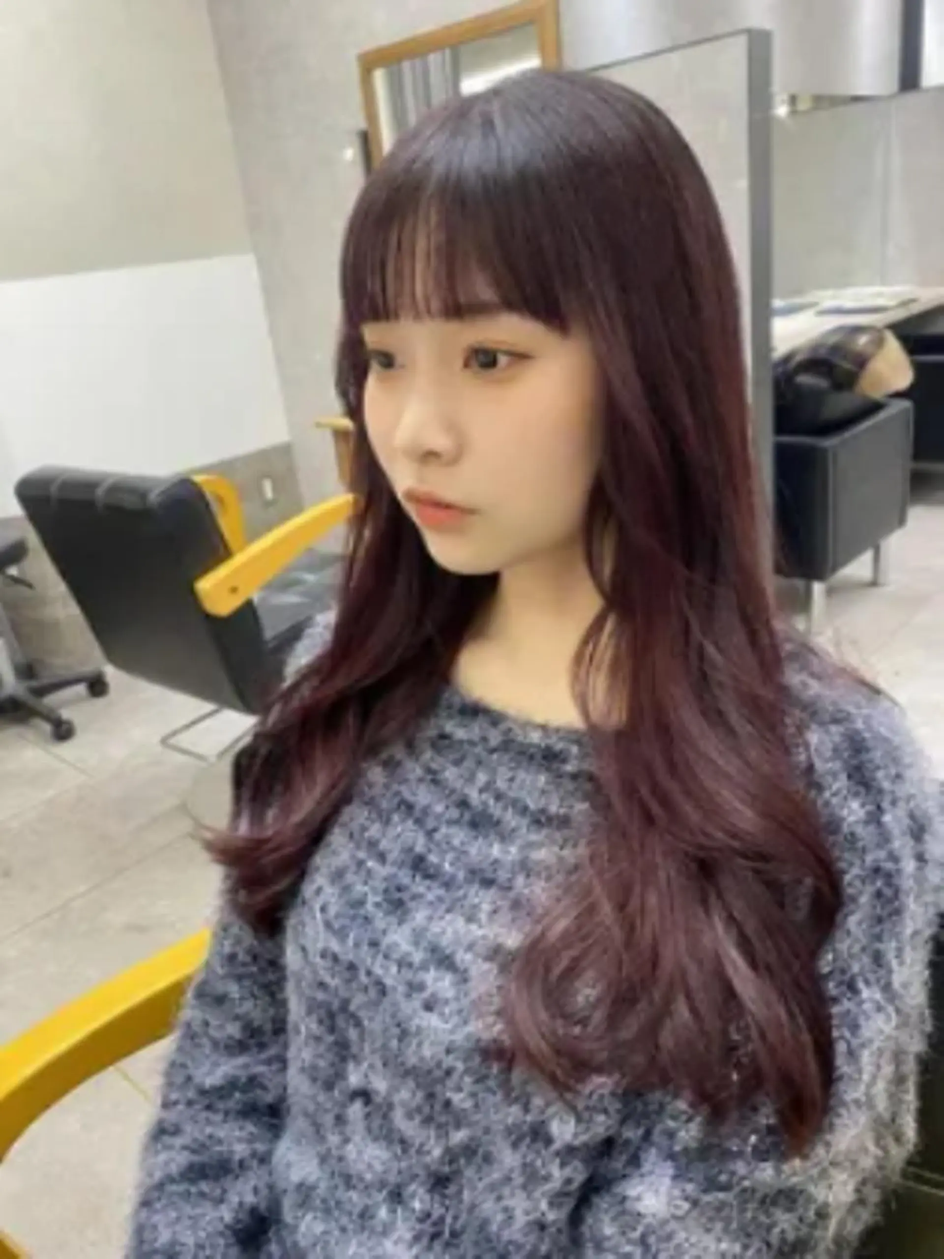 ロング カラー ブリーチ ブラウンカラー オレンジ オレンジブラウン カット ヘアカラー トリートメント lafit  ラフィット 下大利のヘアスタイル