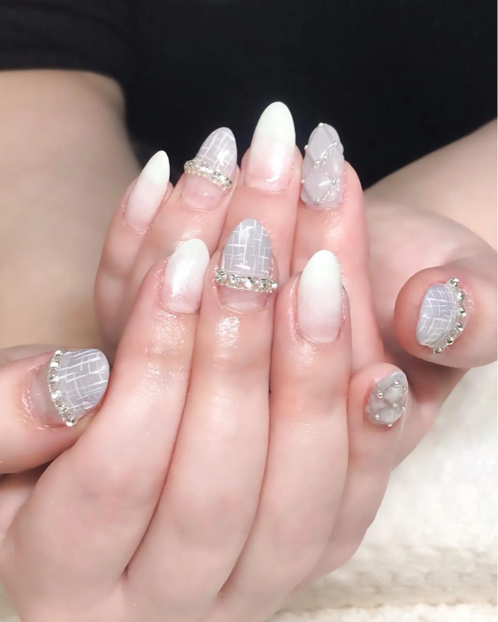ネイル ブルー ジェルネイル グラデーション キラキラネイル 韓国ネイル Nyanco Nailのネイルデザイン