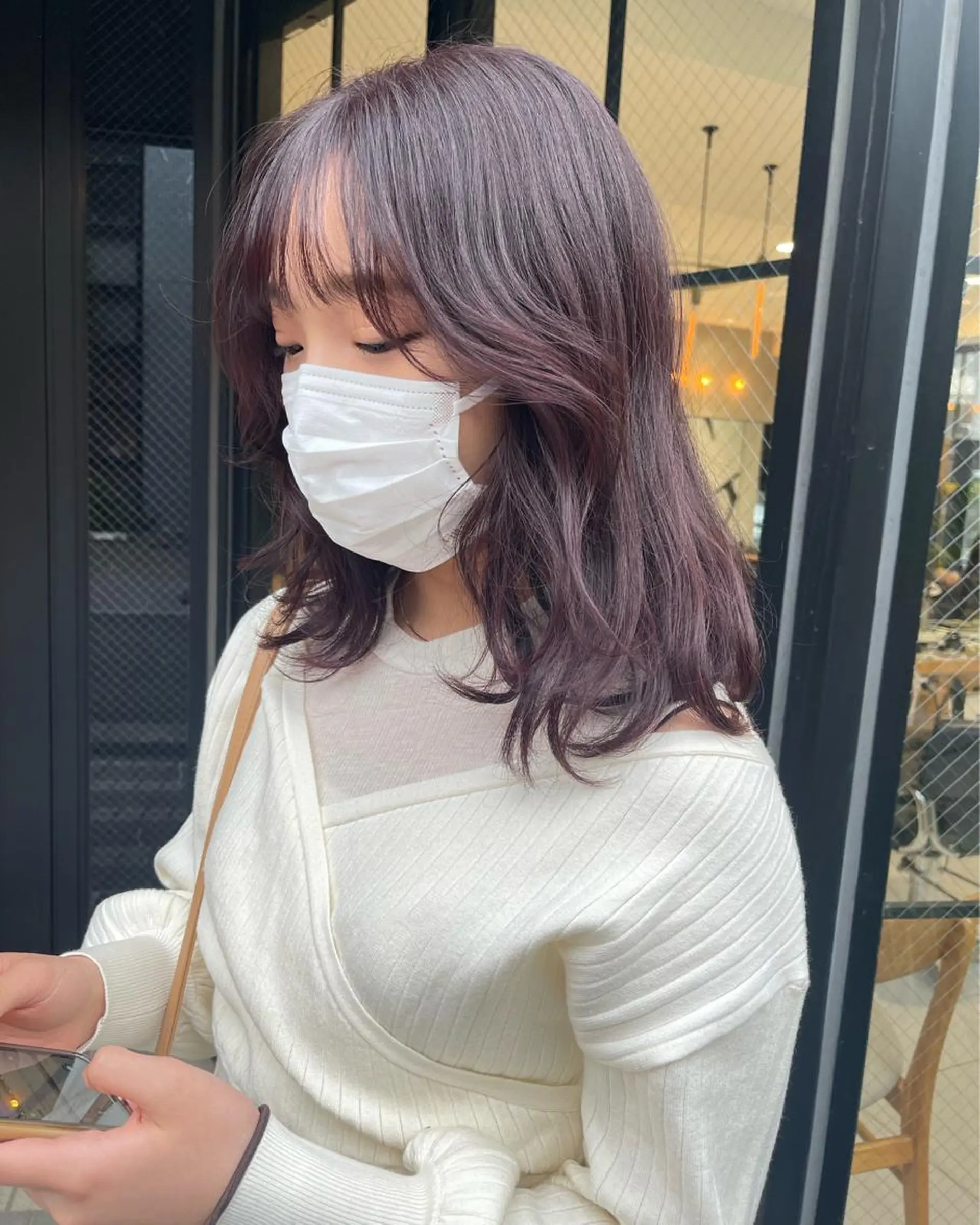 ミディアム カラー ラベンダーカラー ヘアカラー トリートメント ヘッドスパ ラベンダー/レイヤー スタイル🤎mamiのヘアスタイル