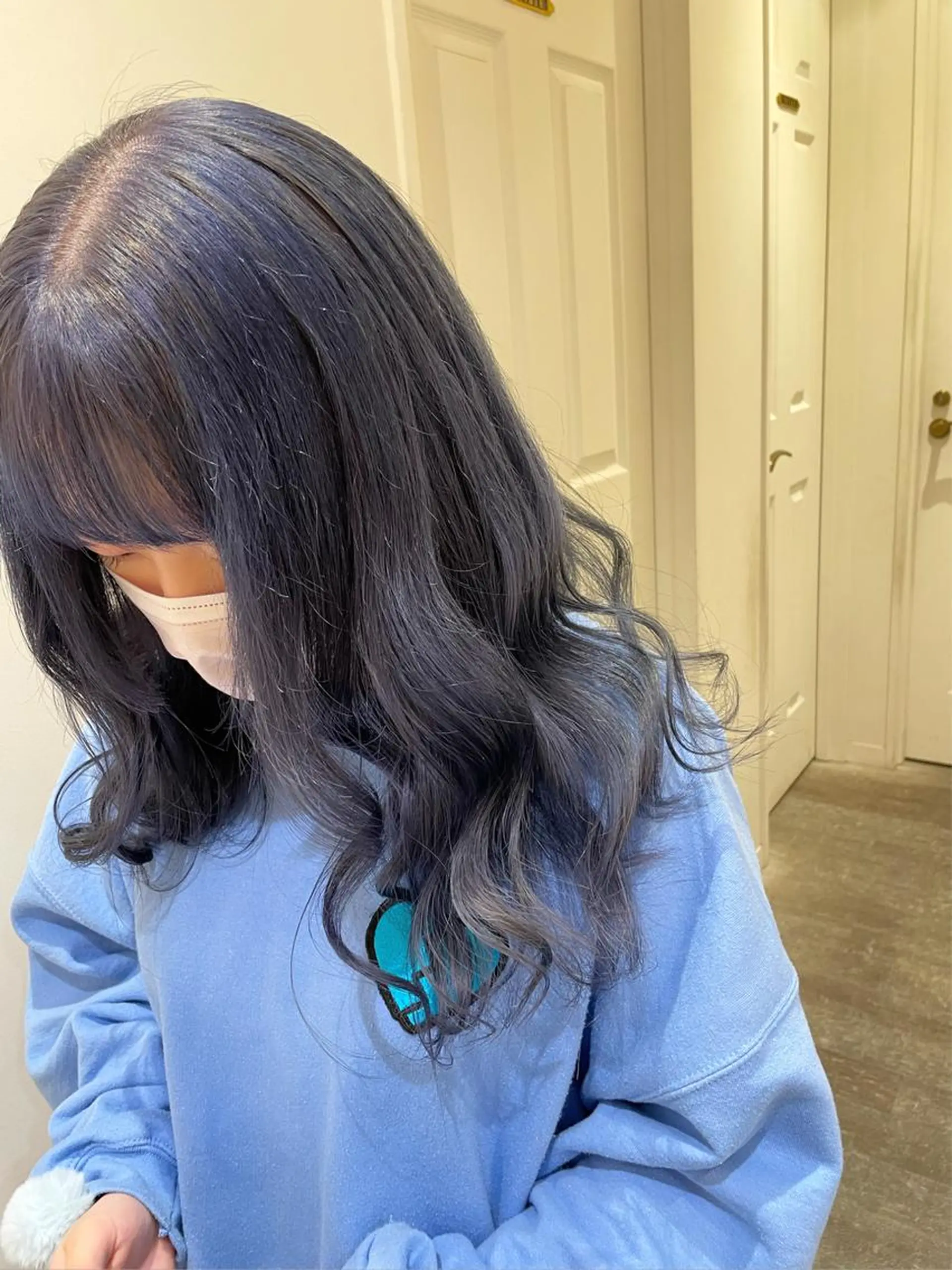 ロング カラー ブリーチ ブルーカラー 透明感カラー ヘアカラー エクステ/ハイトーン 🐏☁️miminaのヘアスタイル