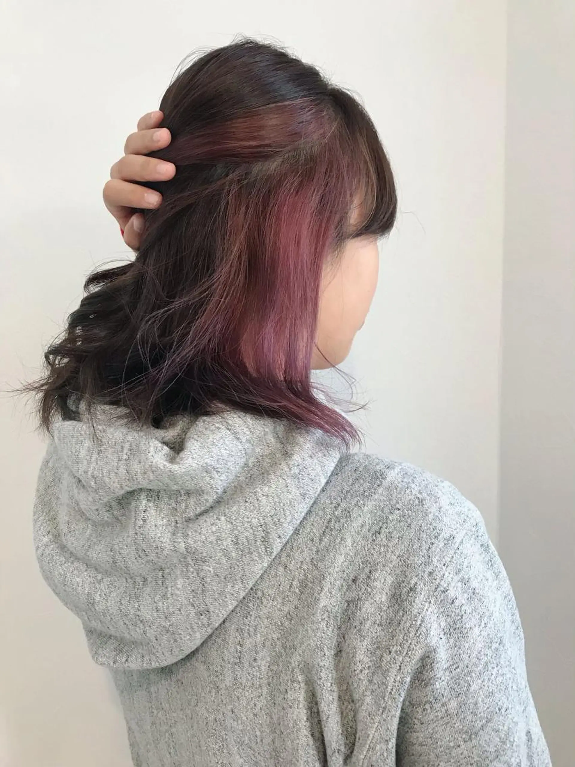 セミロング カラー アッシュ ブリーチ インナーカラー バイオレットカラー 🍒memelu明石 🍒のマツエク・マツパデザイン