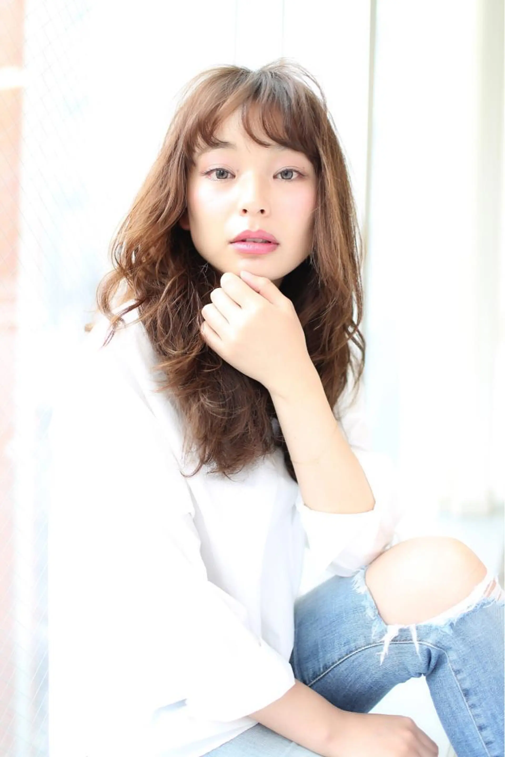 ロング カラー パーマ アッシュ ベージュカラー ロング 可愛いを作る神 ナオヒロのヘアスタイル