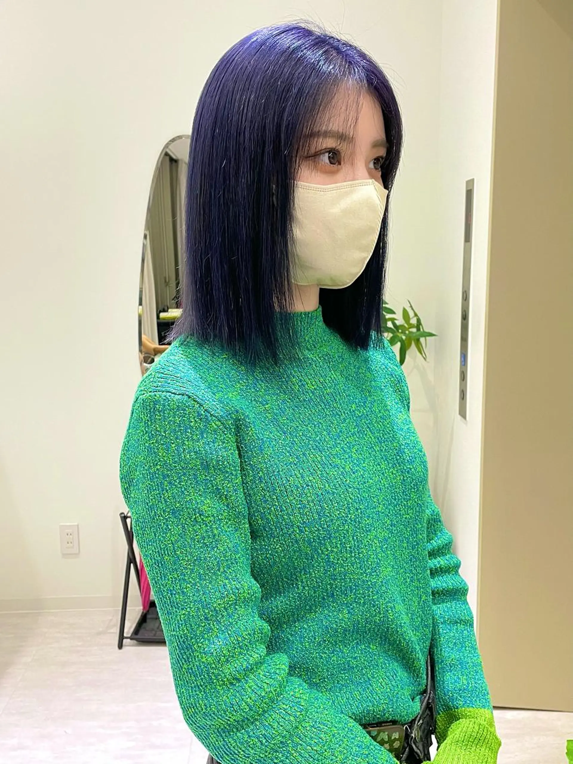 ミディアム カラー ブルーカラー ラベンダーカラー ヘアカラー トリートメント レイヤー/ボブ/ 顔周り/yukinaのヘアスタイル