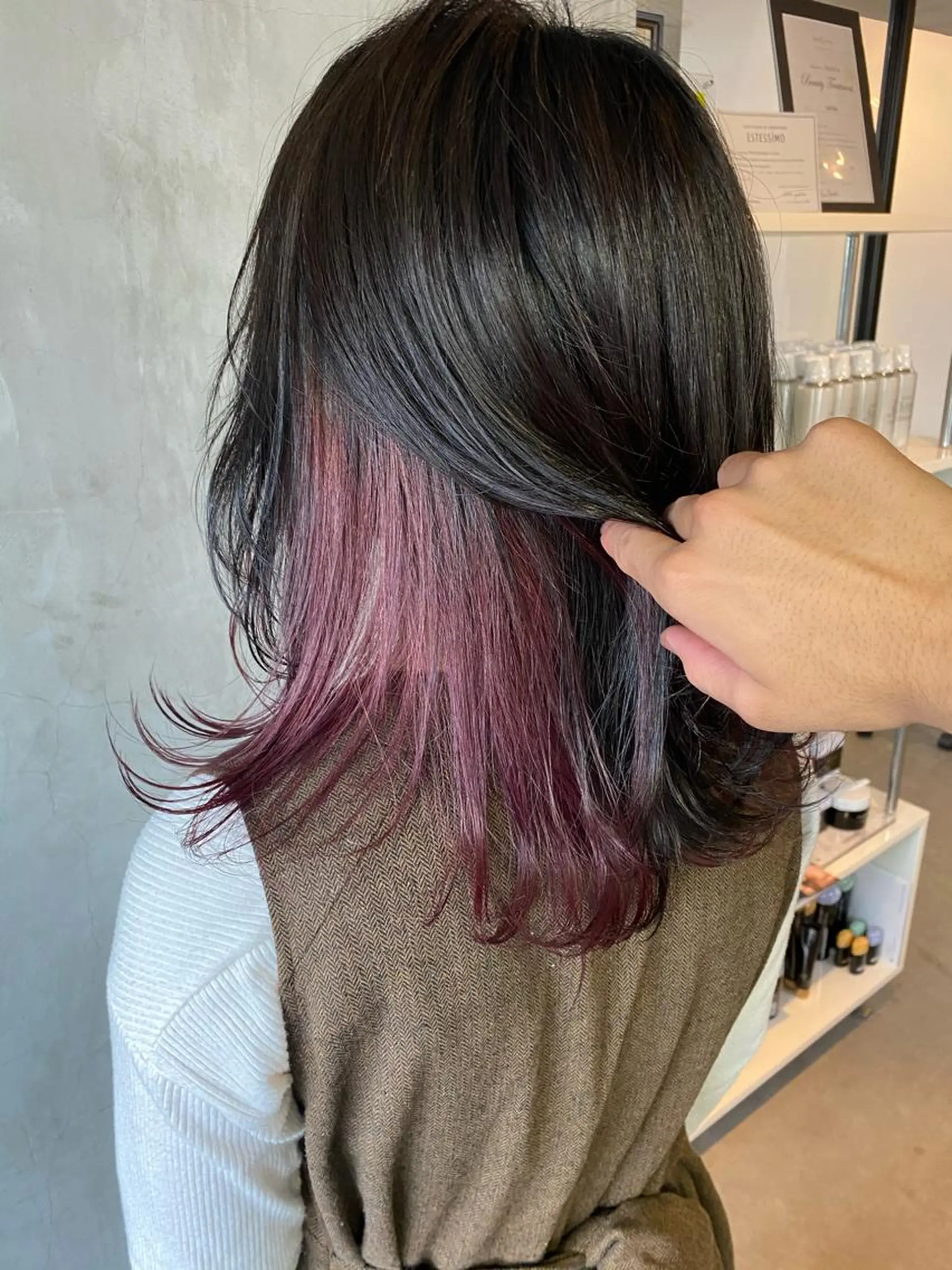 ミディアム カラー ヘアアレンジ 切りっぱなしボブ/ デザインカラー店長のヘアスタイル