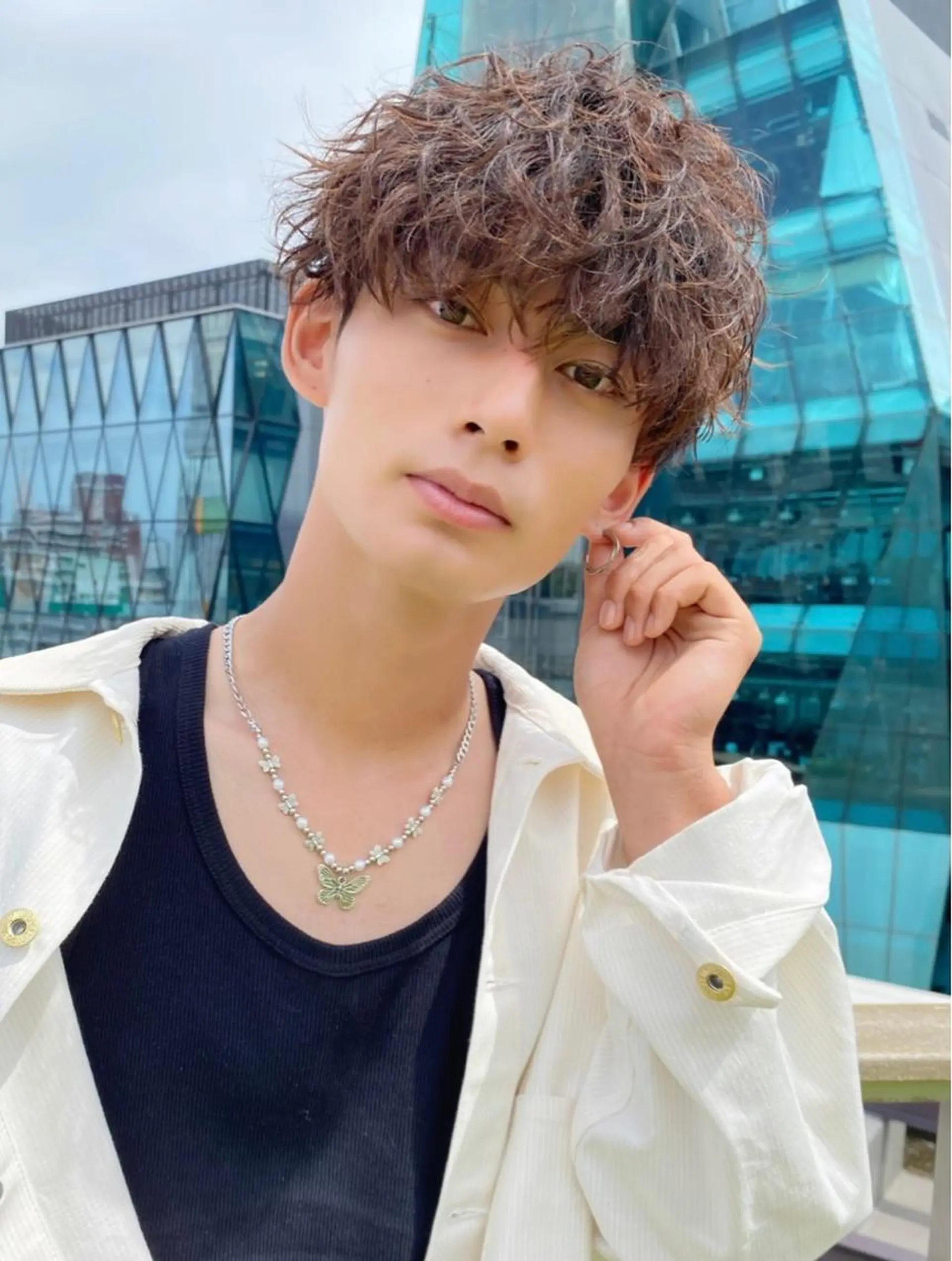 カラー パーマ メンズ 大人っぽ♡上品な暖色 ♡ブリーチなし♡のヘアスタイル