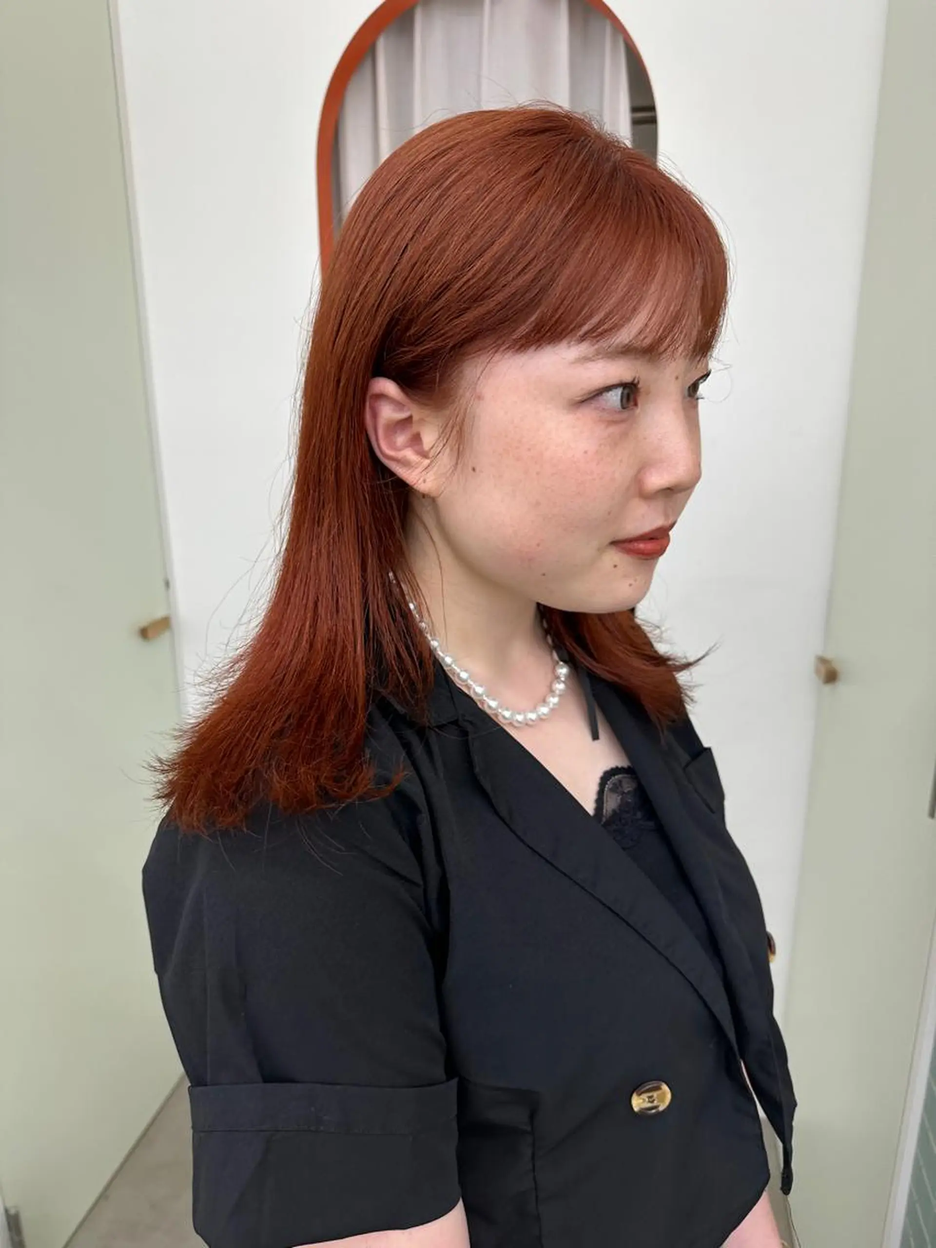 ミディアム カラー オレンジ ヘアカラー トリートメント ボブ/レイヤー/ケア パーマ/リュウタのヘアスタイル