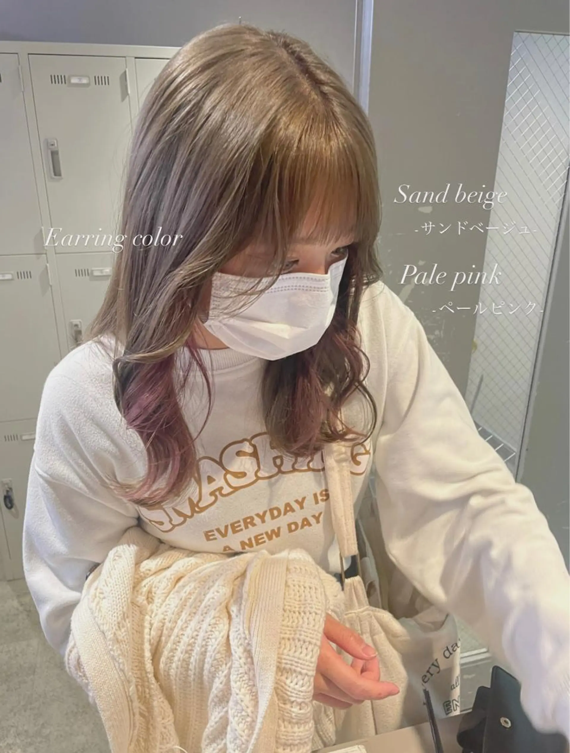 セミロング カラー ブリーチ イヤリングカラー 表参道ハッシュカット レイヤー/リノンのヘアスタイル