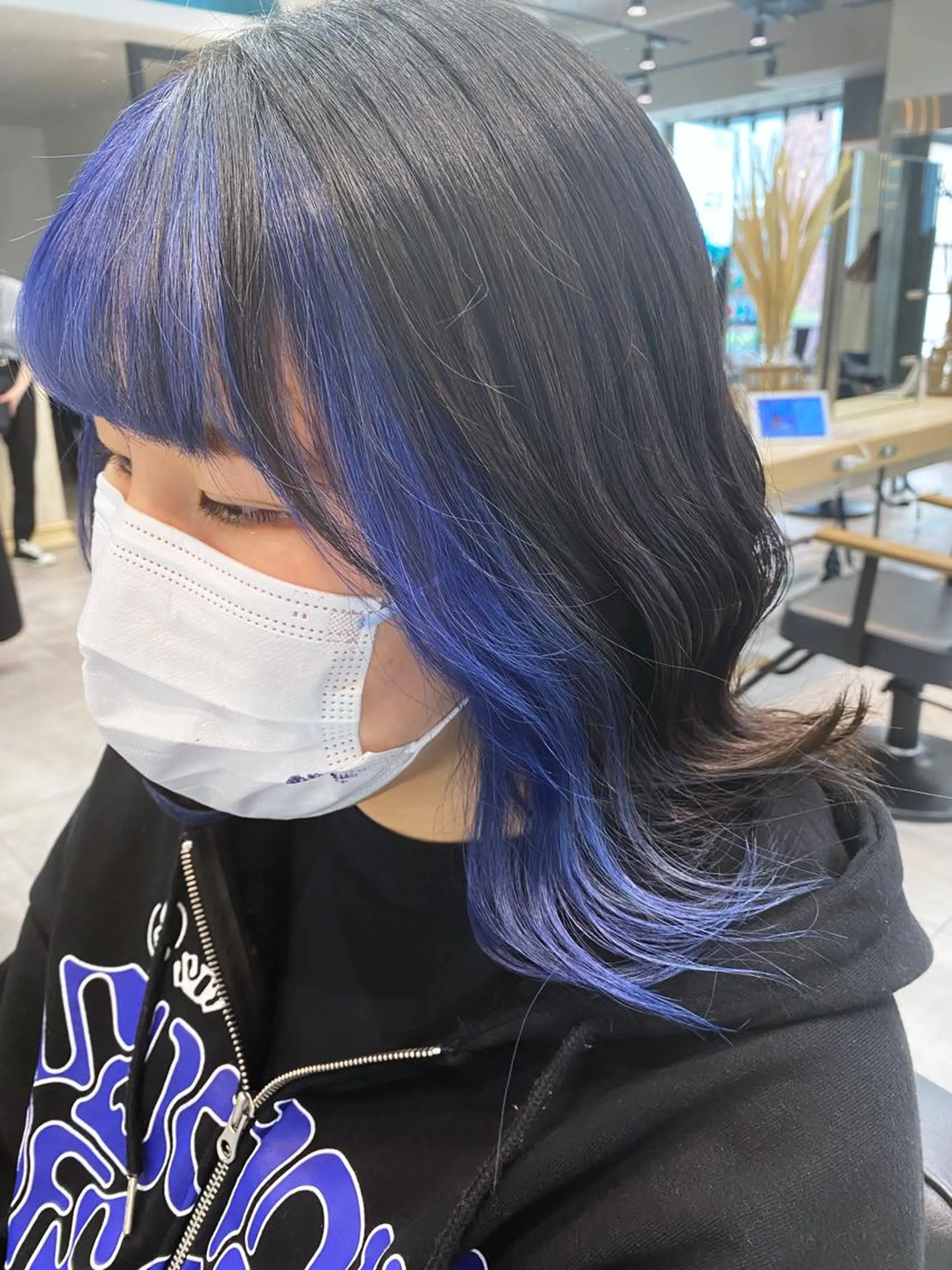 ミディアム カラー ミストバング ブルーカラー ブルーラベンダー ラベンダーカラー ブリーチ/髪質改善 🍊店長MASAKiのヘアスタイル