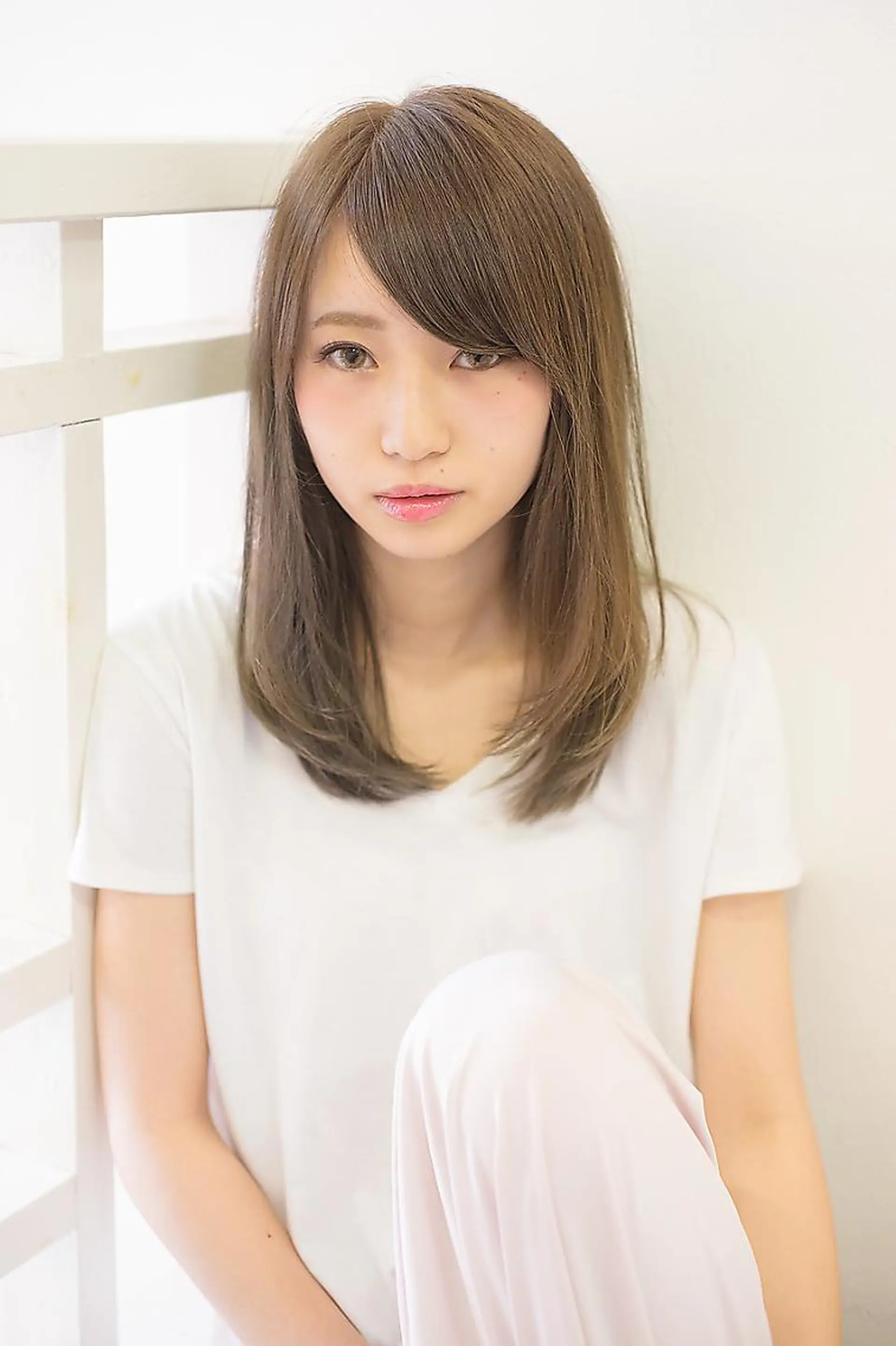 ミディアム カラー カット ヘアカラー 鶴田 連のヘアスタイル