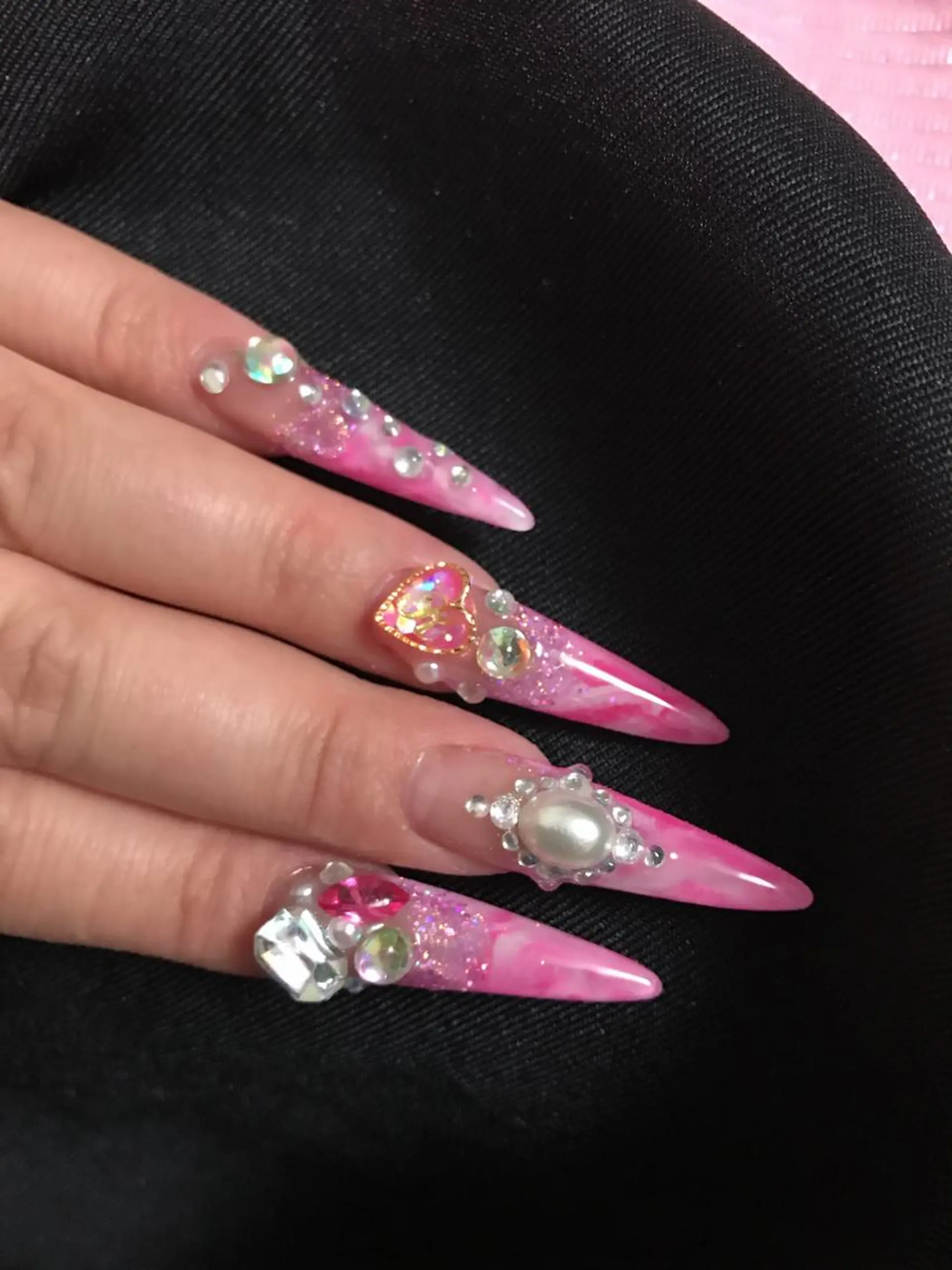 ネイル 大理石ネイル(マーブル) ピンク ハンドネイル Nail Salon macherieのネイルデザイン