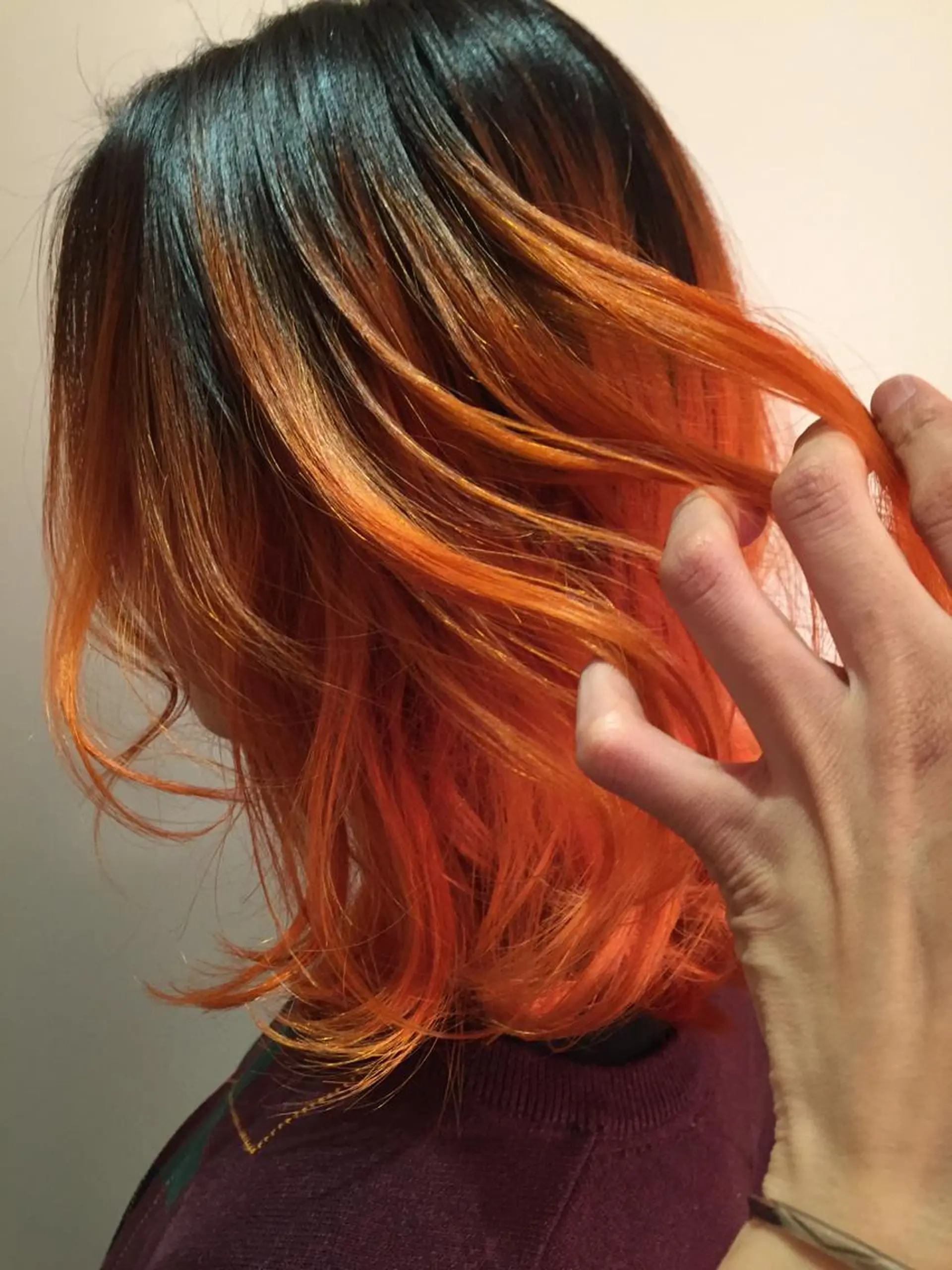 ミディアム カラー グラデーションカラー オレンジ 原宿サロン代表 デザインカラー伊藤卓のヘアスタイル
