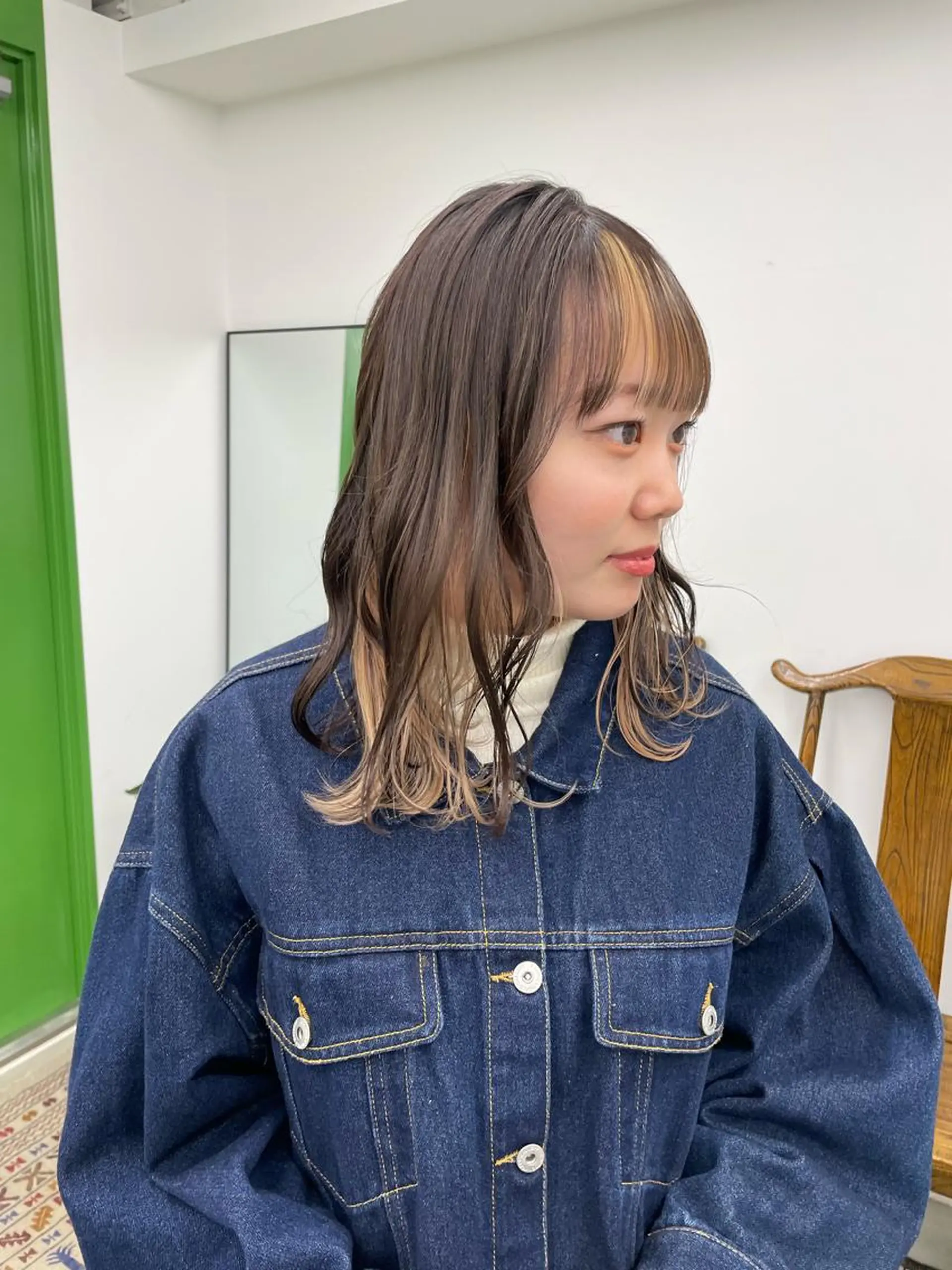 ミディアム カラー デザインカラー ワイドバング sica所属・スタイル撮影 モデル募集momoのヘアスタイル