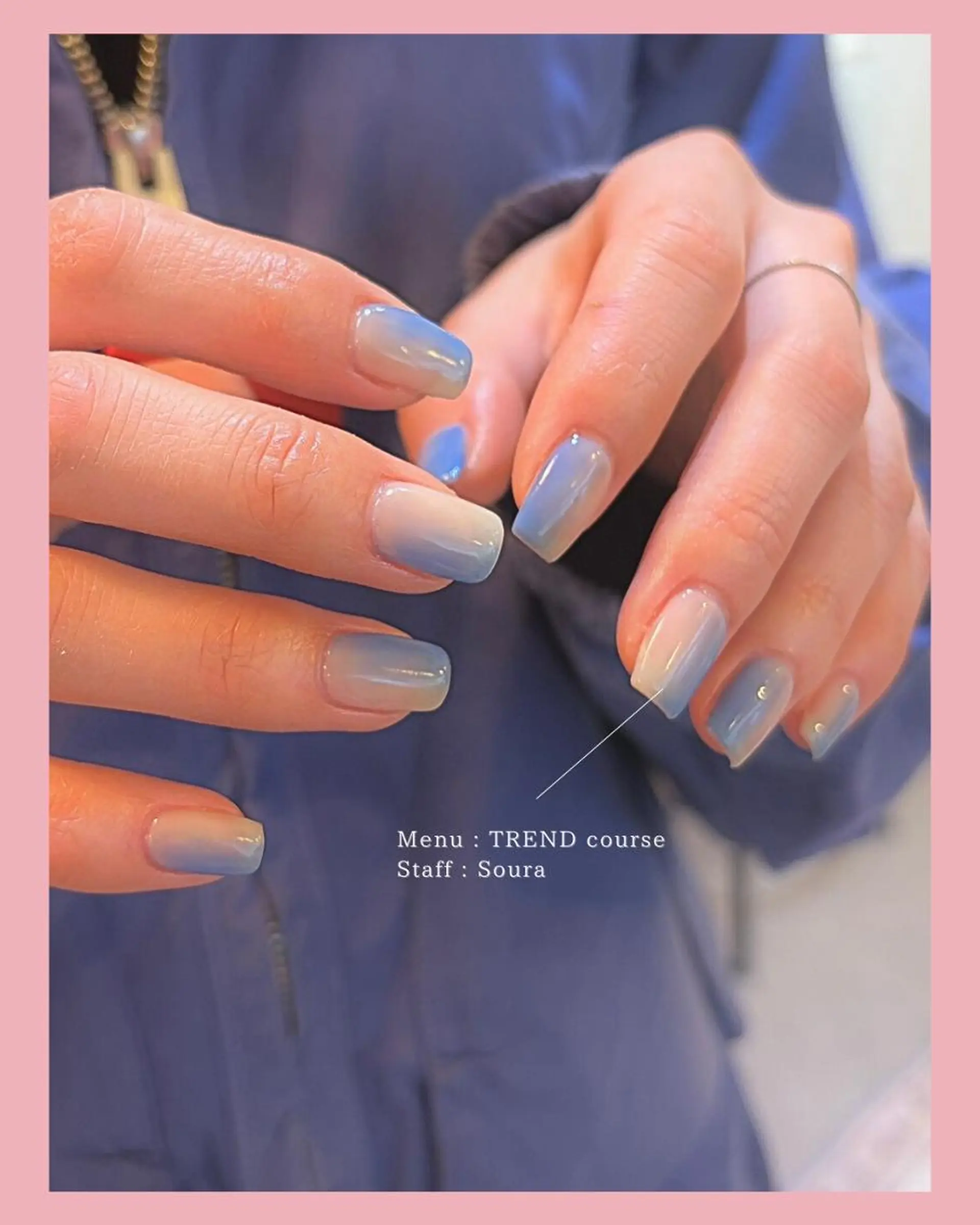ネイル ブルー ニュアンスネイル ピンク シンプルネイル ハンドネイル 〖IEN〗Soura (ソウラ/想来)のネイルデザイン
