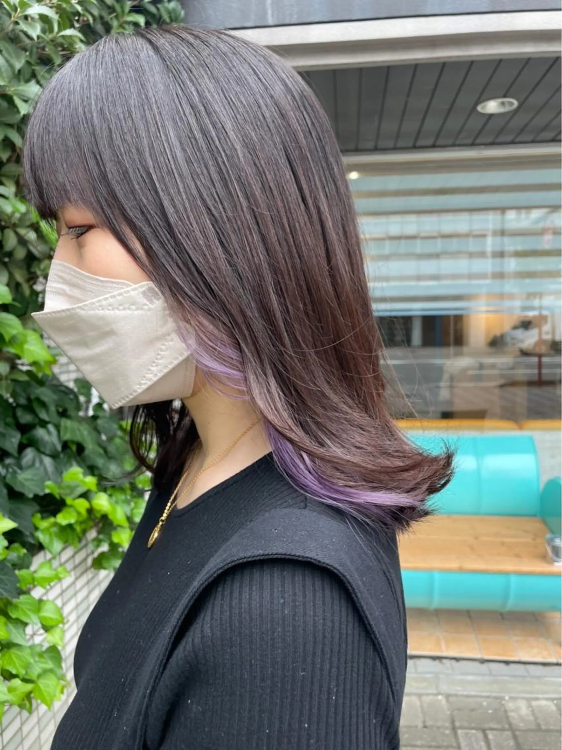ミディアム カラー パープルカラー ヘアカラー カワシマ セイカのヘアスタイル