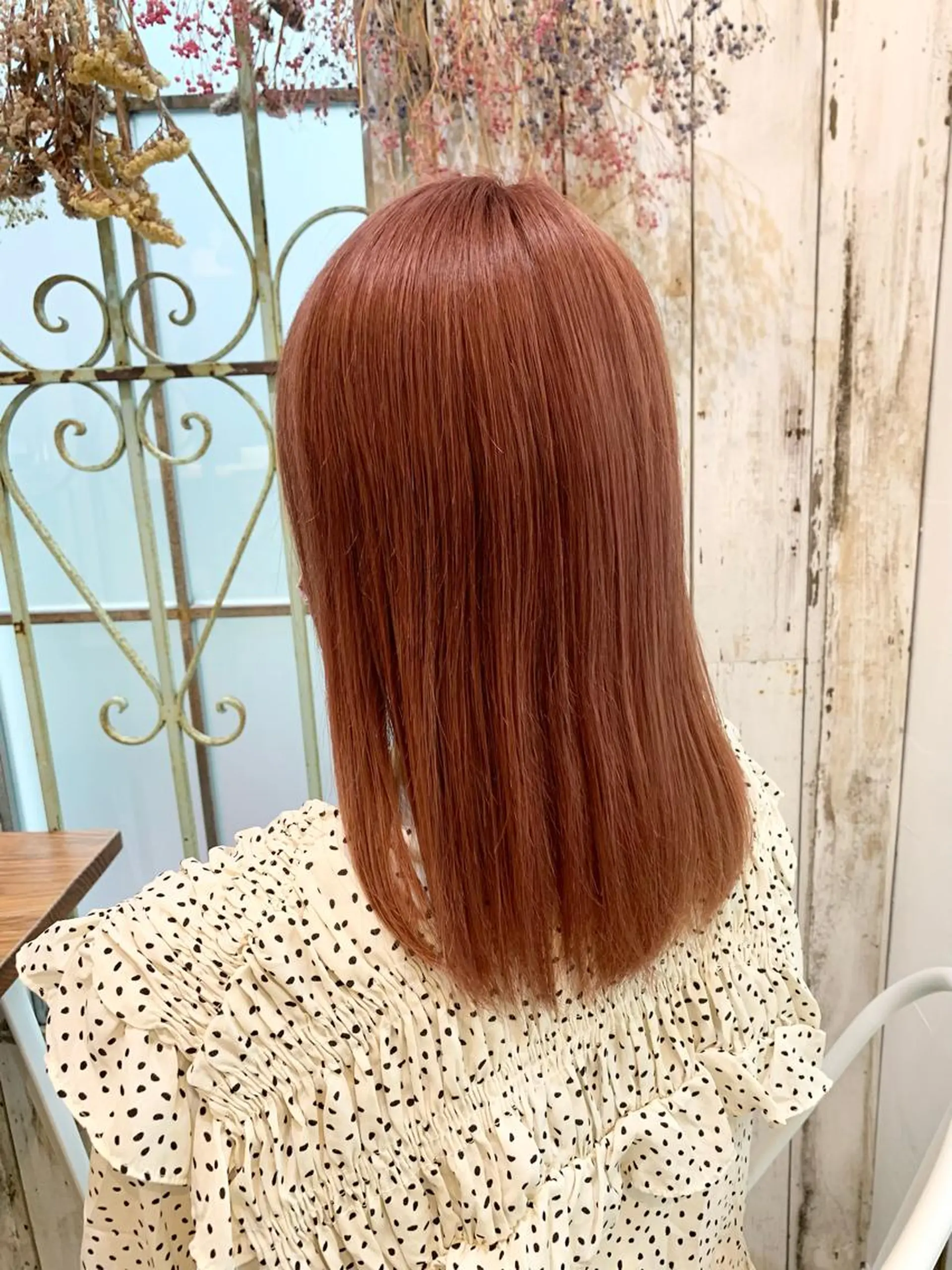 ミディアム カラー ベージュカラー ハイトーンカラー ピンクカラー ピンクベージュ 髪質改善カラー☆ ヘアアレンジmiyuのヘアスタイル