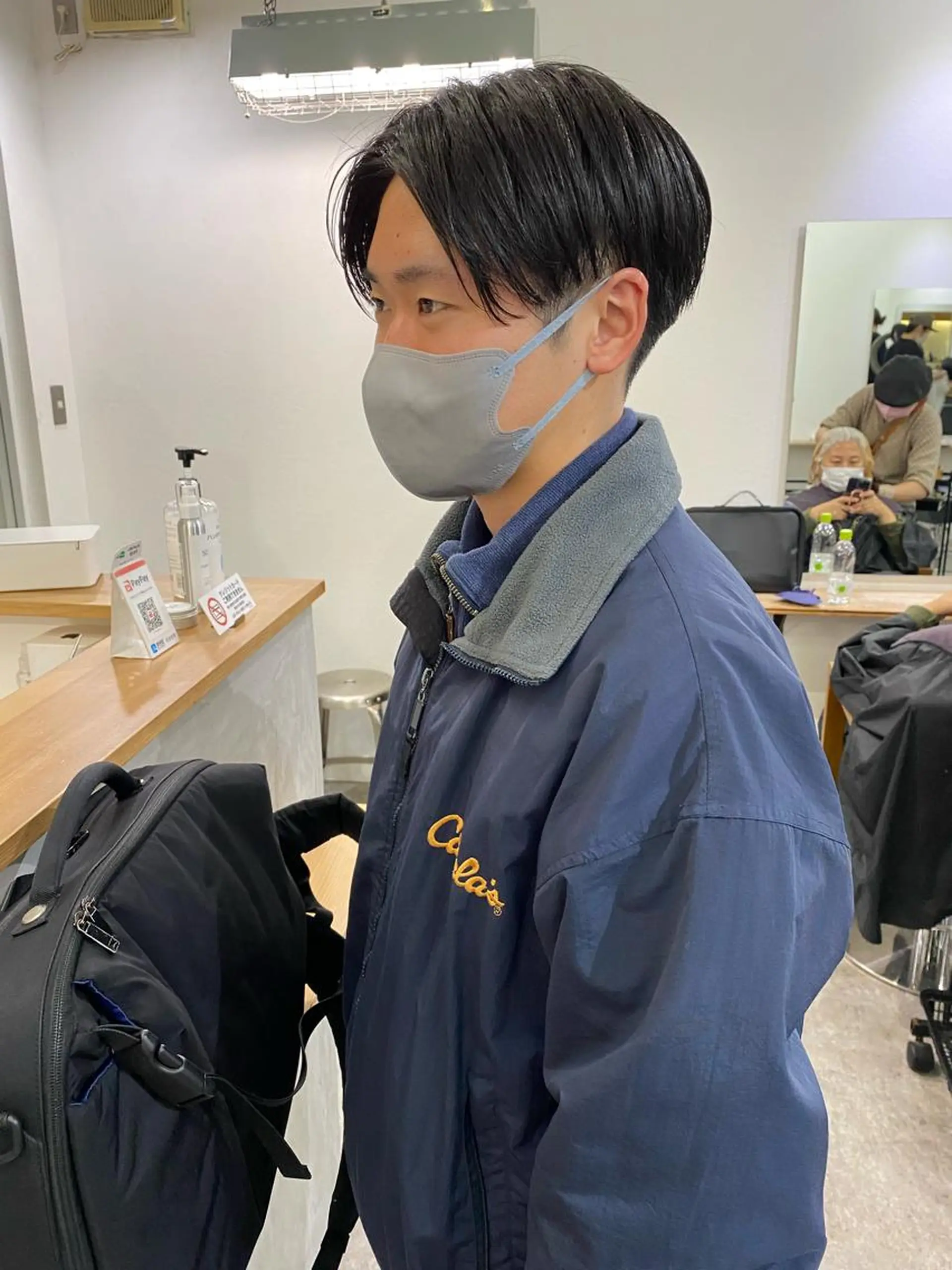 ショート メンズ センターパート カット ヘアカラー 森貴裕/ベージュ/ パーマ/オリーブのヘアスタイル