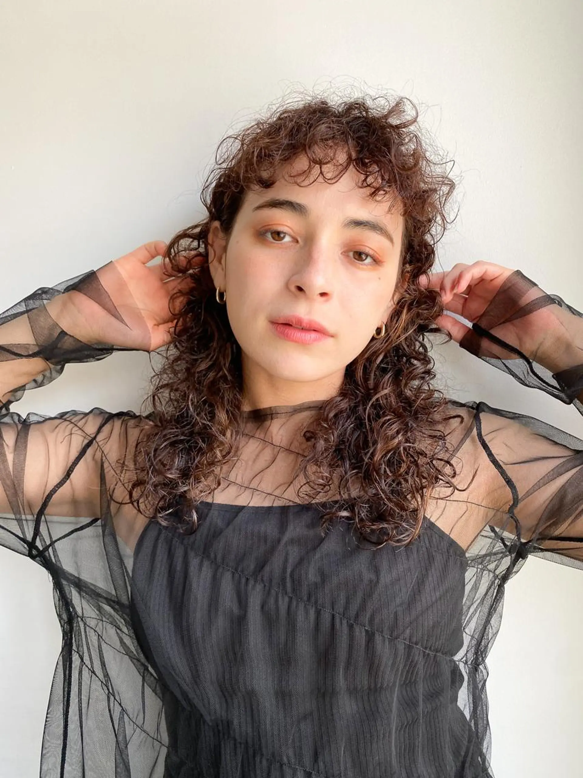 ミディアム パーマ カラー ショートボブ ミディアムパーマ アディクシーカラー ブリーチ ケアブリーチ カット ヘアカラー トリートメント CEINE OURのヘアスタイル