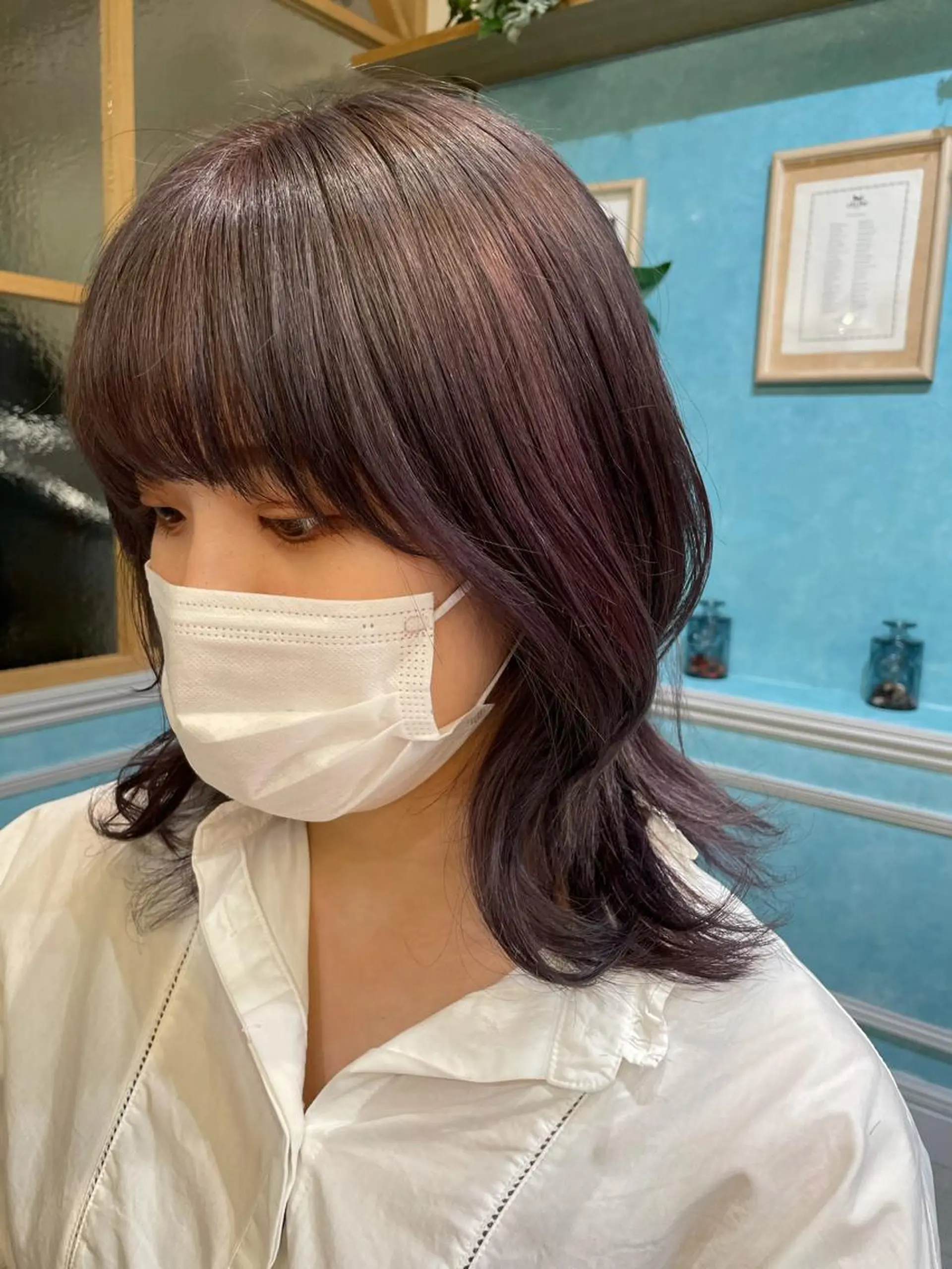 ミディアム カラー 縮毛矯正 髪質改善 韓国風レイヤー 吉田のヘアスタイル