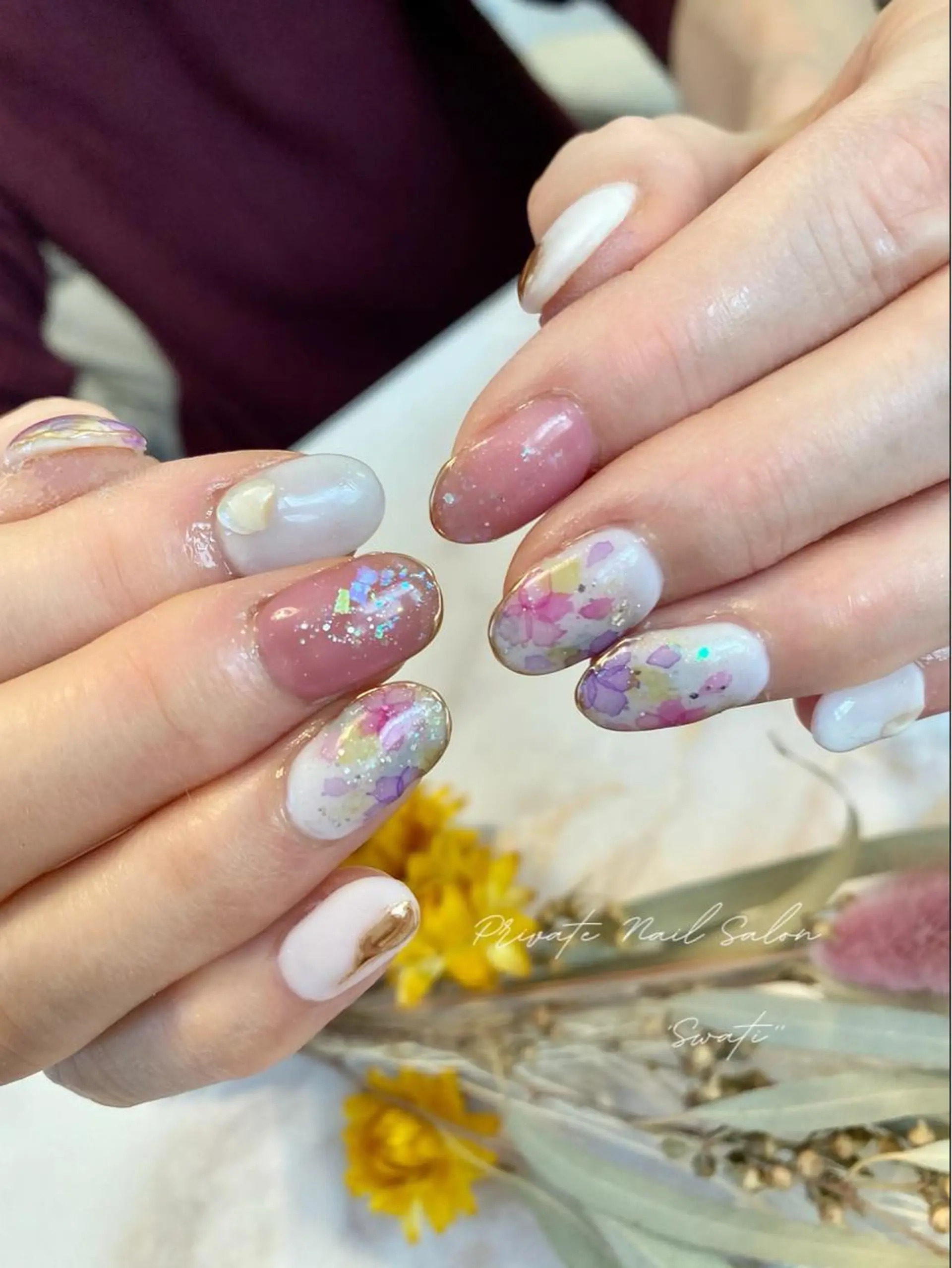 ネイル アートネイル フラワーネイル オフィスネイル 春ネイル yuko （ネイリスト）のネイルデザイン