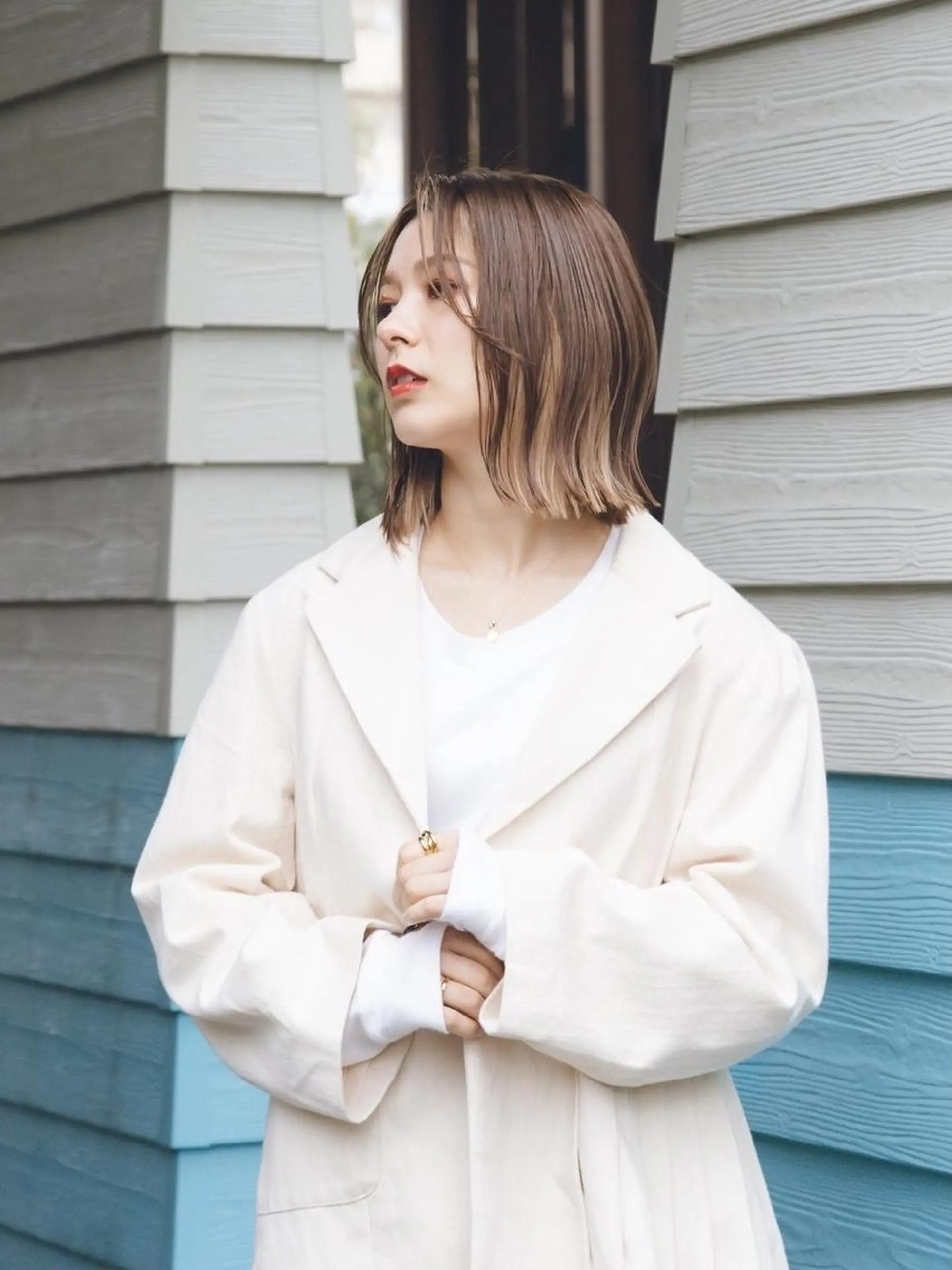 ミディアム 柳下 涼のヘアスタイル