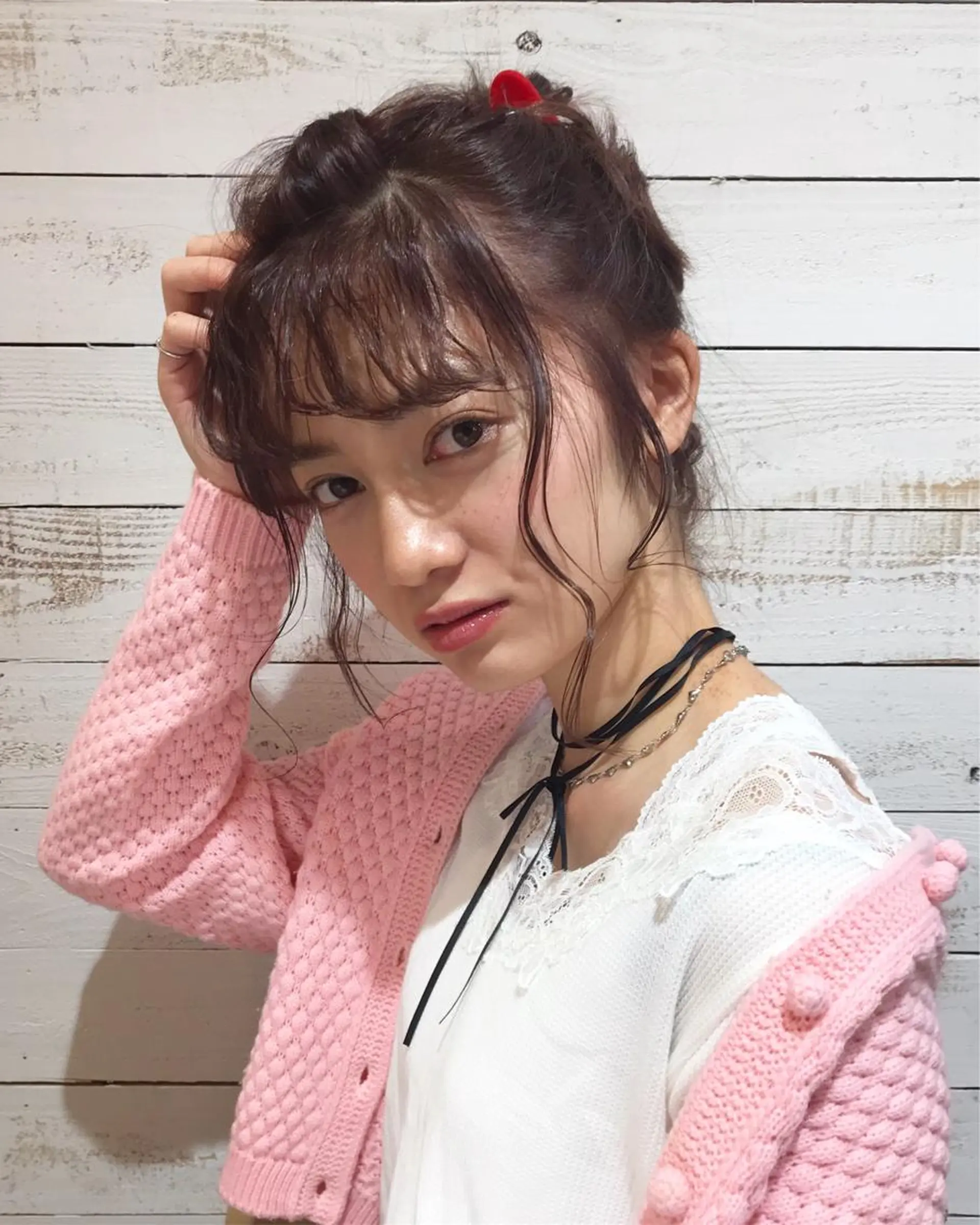 ミディアム カラー ヘアアレンジ ラベンダーカラー ラベンダーピンク ピンクカラー ブリーチなしカラー ダブルカラーエクステのヘアスタイル