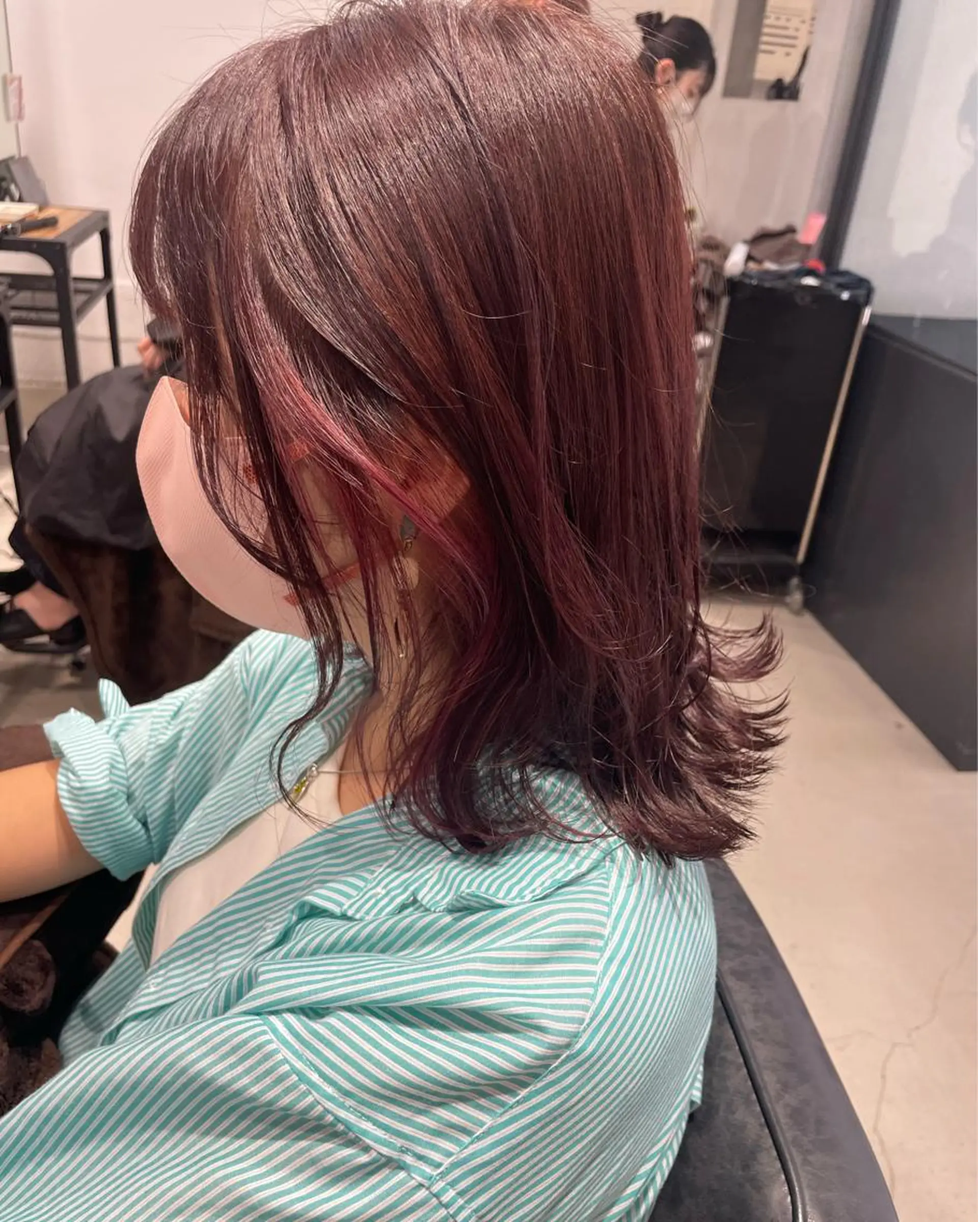 ミディアム 暖色カラー🍊 ボブ🌿顔周りcutのヘアスタイル