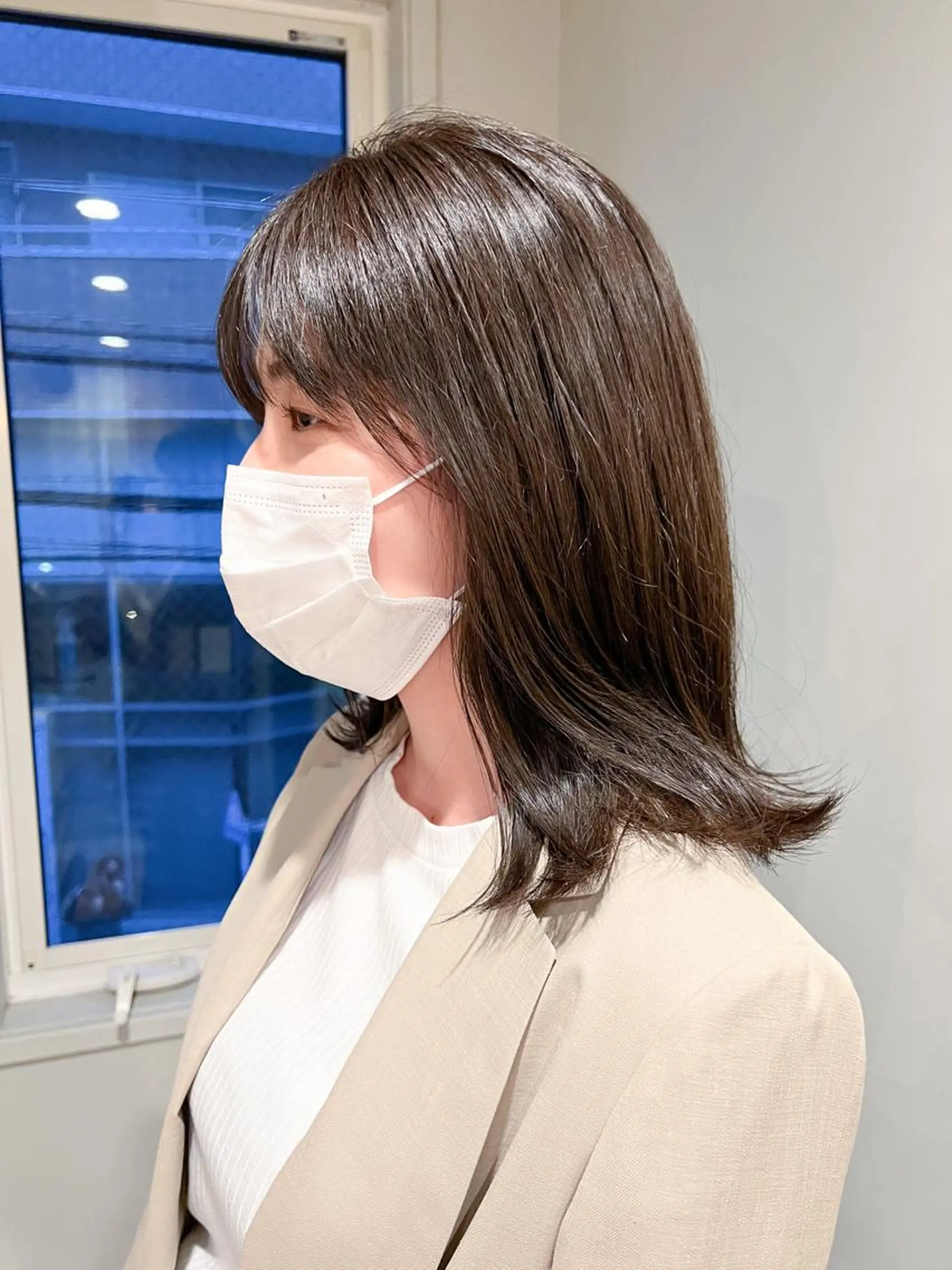 ミディアム カラー カット ヘアカラー トリートメント ミディアムパーマ /癖毛パーマのヘアスタイル