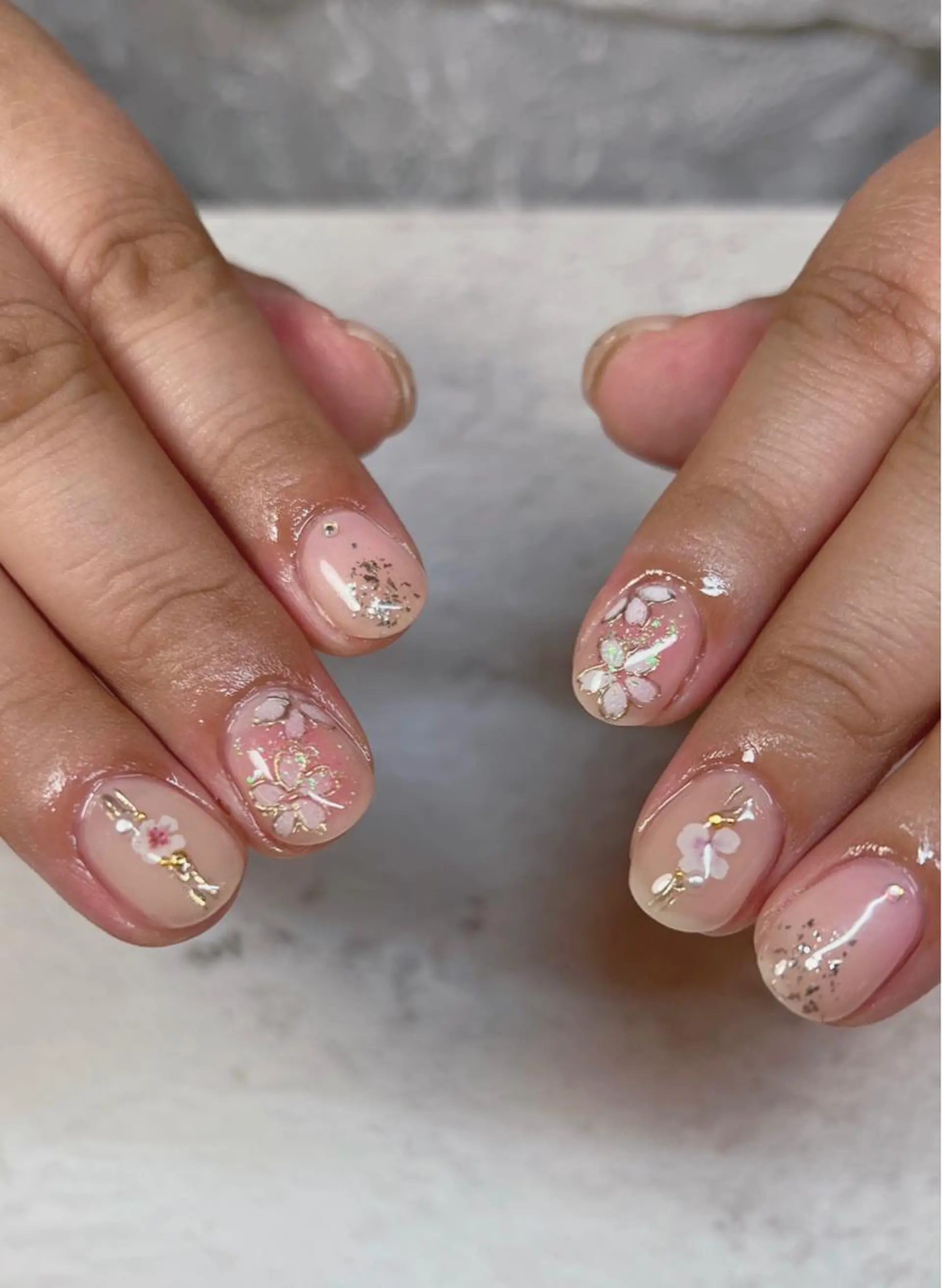 ネイル チークネイル 桜ネイル ミラーネイル Nail Salon&School REPLENDA所属・REPLENDA/ azusa(石井梓)のネイルデザイン