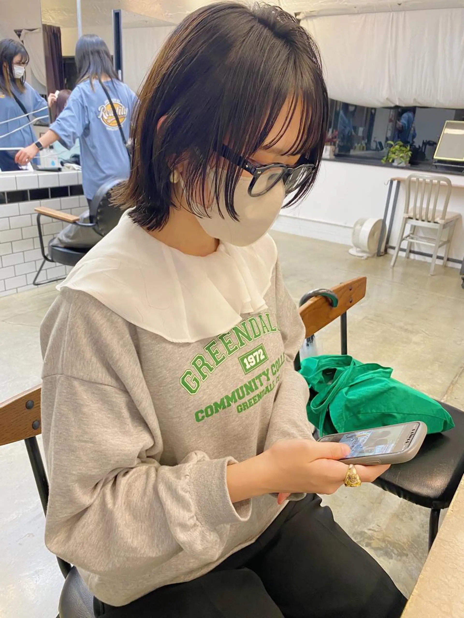 ミディアム カラー カット ヘアカラー トリートメント IVORY.所属・🟩白髪ぼかし/ボブ /ショートヘア/大司のヘアスタイル