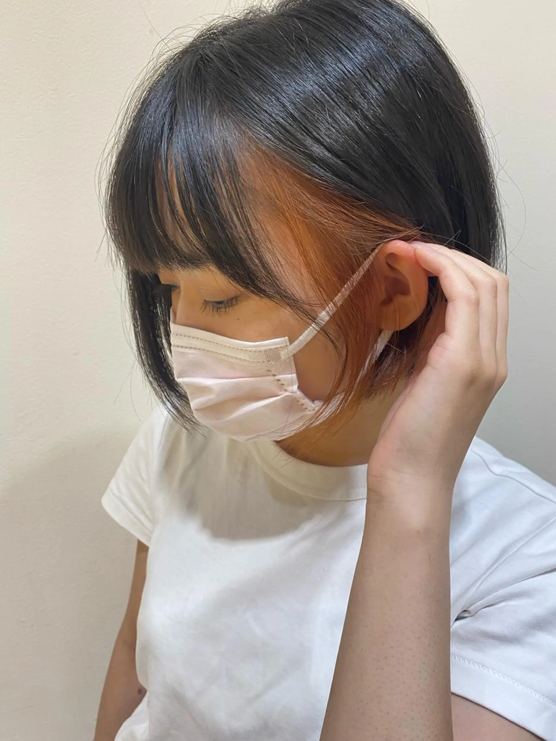 ショート カラー ブリーチ ブリーチなしカラー オレンジ カット ヘアカラー 透明感カラー/ レイヤーkotonoのヘアスタイル